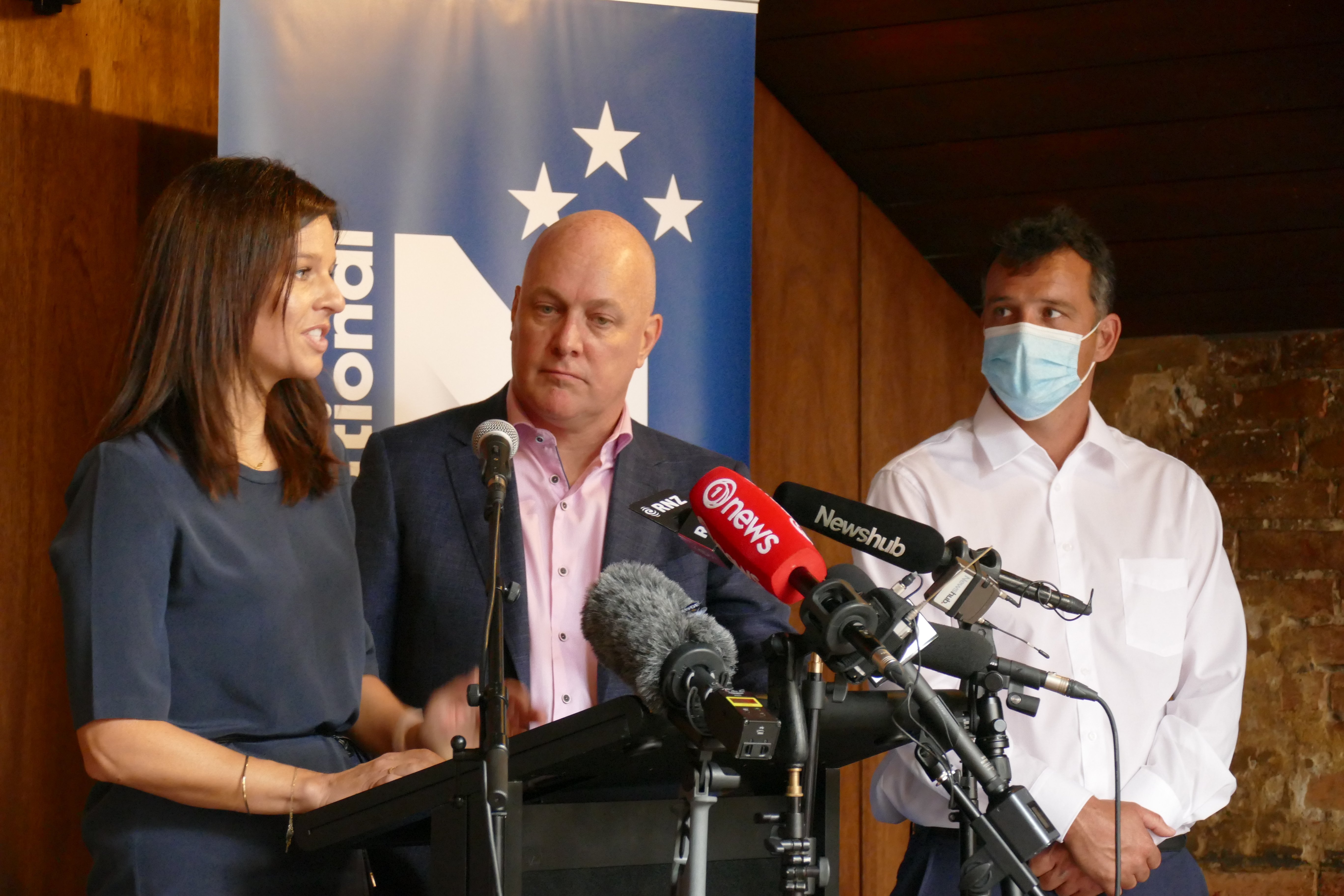 Speaking at a function in Queenstown are (from left) National Party immigration spokeswoman Erica...