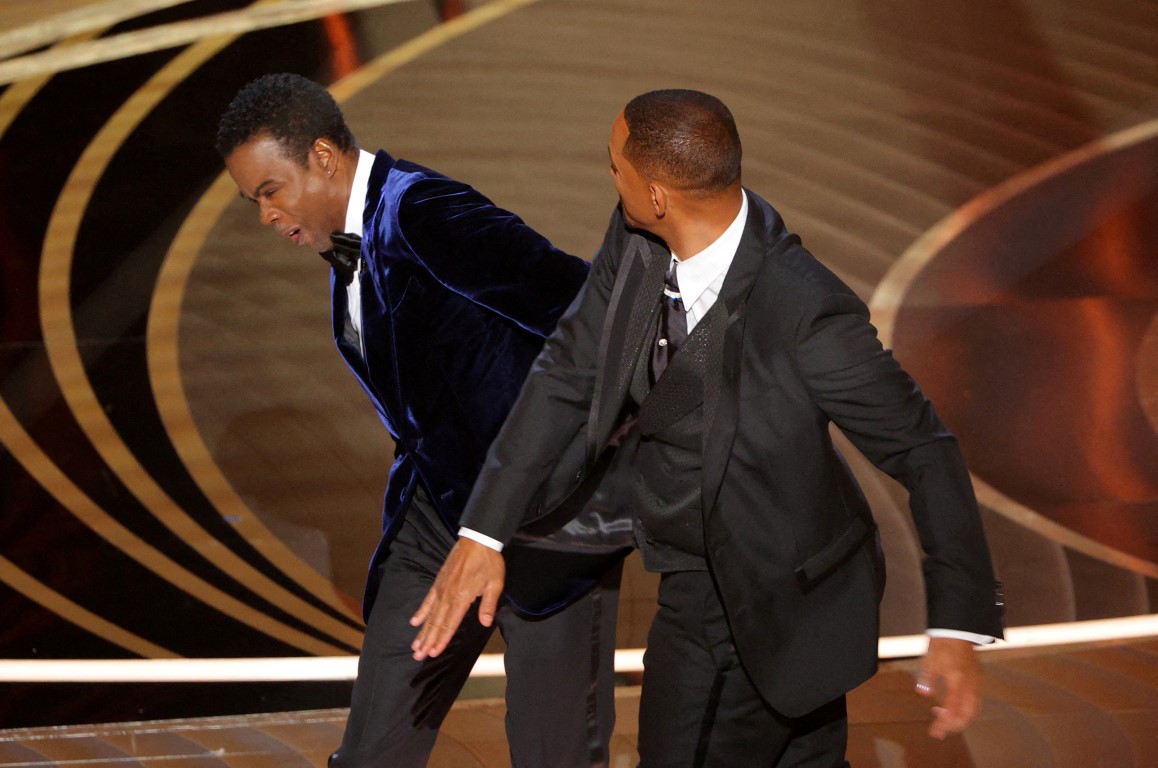 The incident occurred on stage during the 94th Academy Awards in Hollywood, Los Angeles. Photo:...