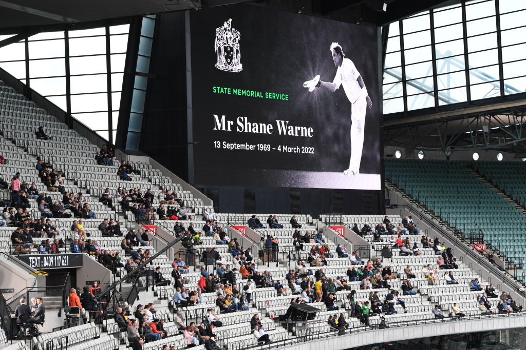The state memorial service for Shane Warne at the Melbourne Cricket Ground. Photo: Getty