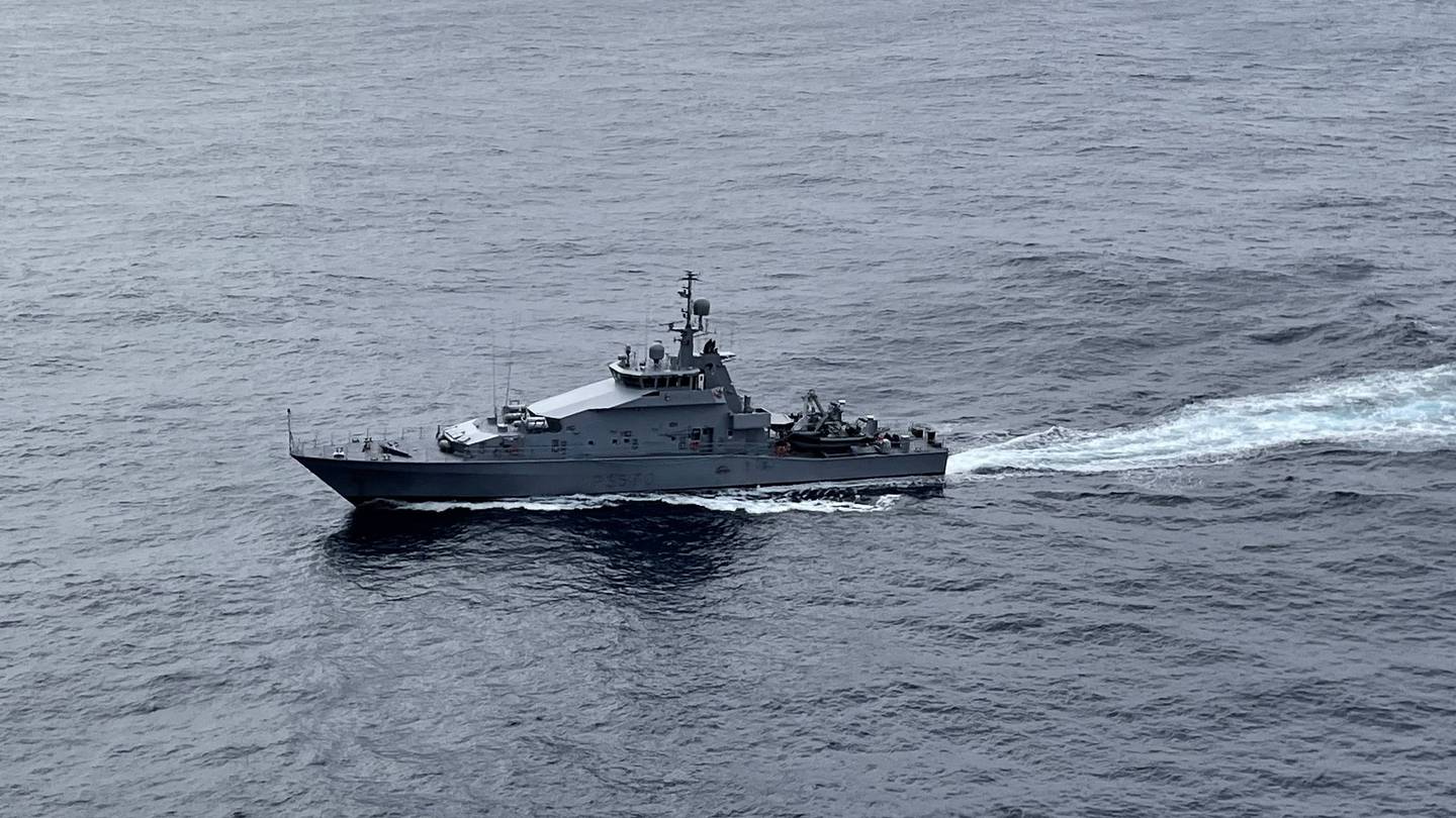 The HMNZS Taupo helps search for the final person missing from the charter vessel Enchanter....