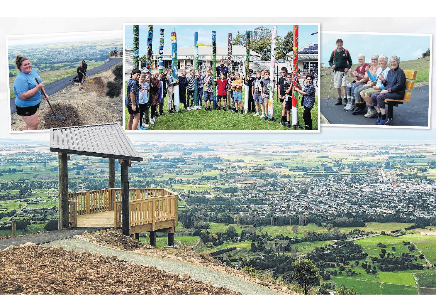Waimate2gether’s project to restore the White Horse monument area —including the construction of new viewing platforms, toilets, a car parkingarea, landscaping, and new signs and information panels showcasing the history of the South Canterbury town — is 