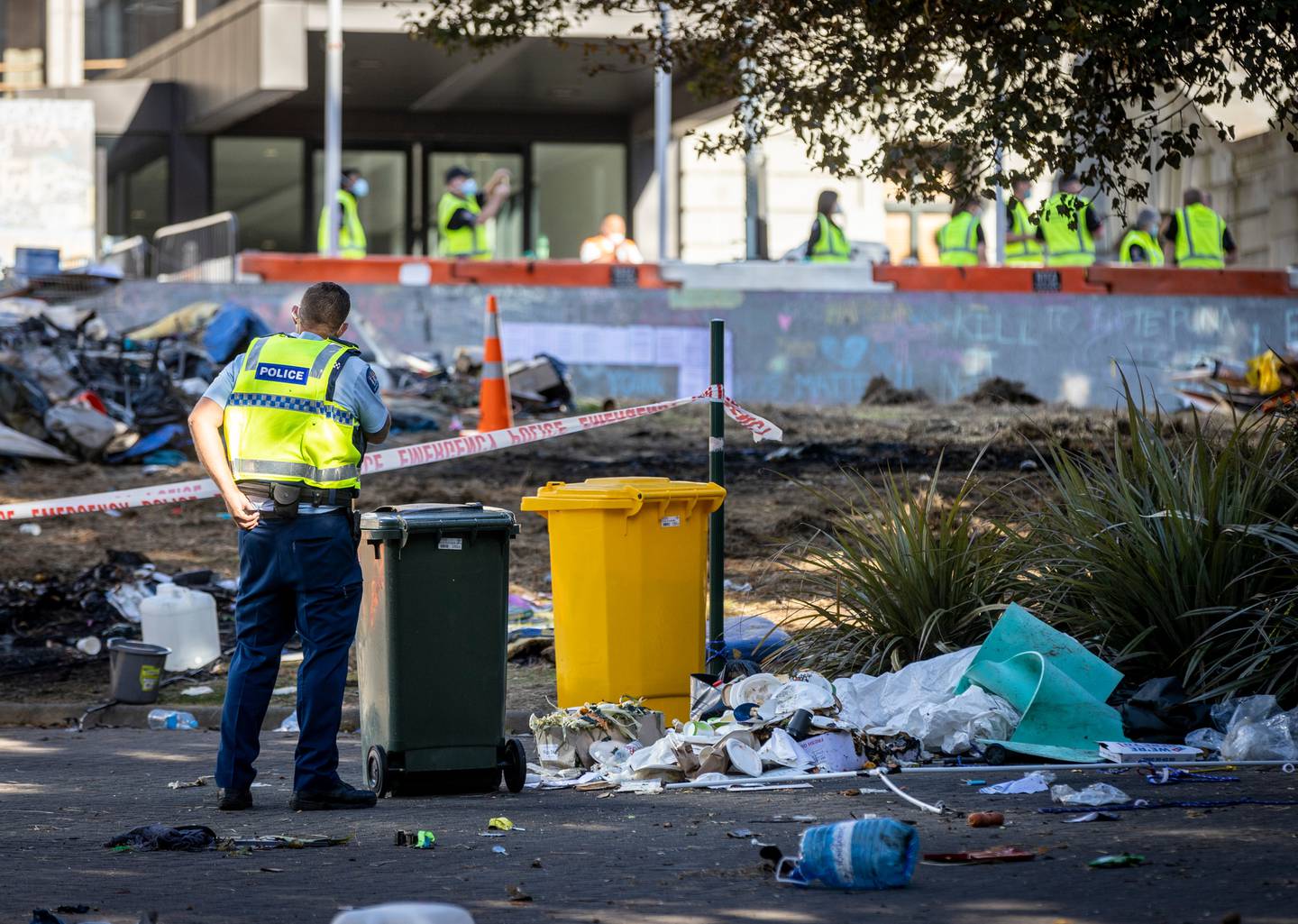 The clean-up has begun following the protest in Wellington. Photo: Mike Scott