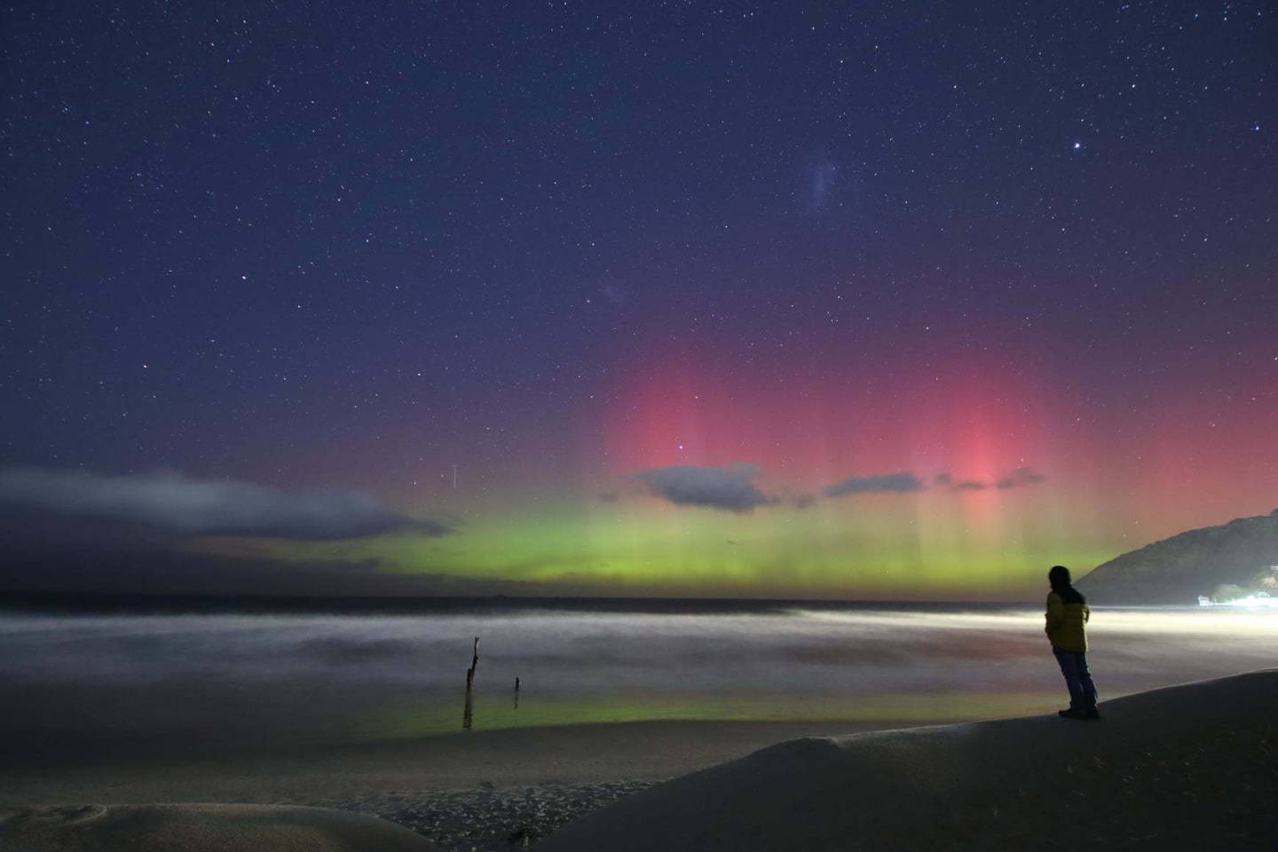 Andrew Clark held his breath for 25 seconds to get this shot of the aurora australis. Photo:...