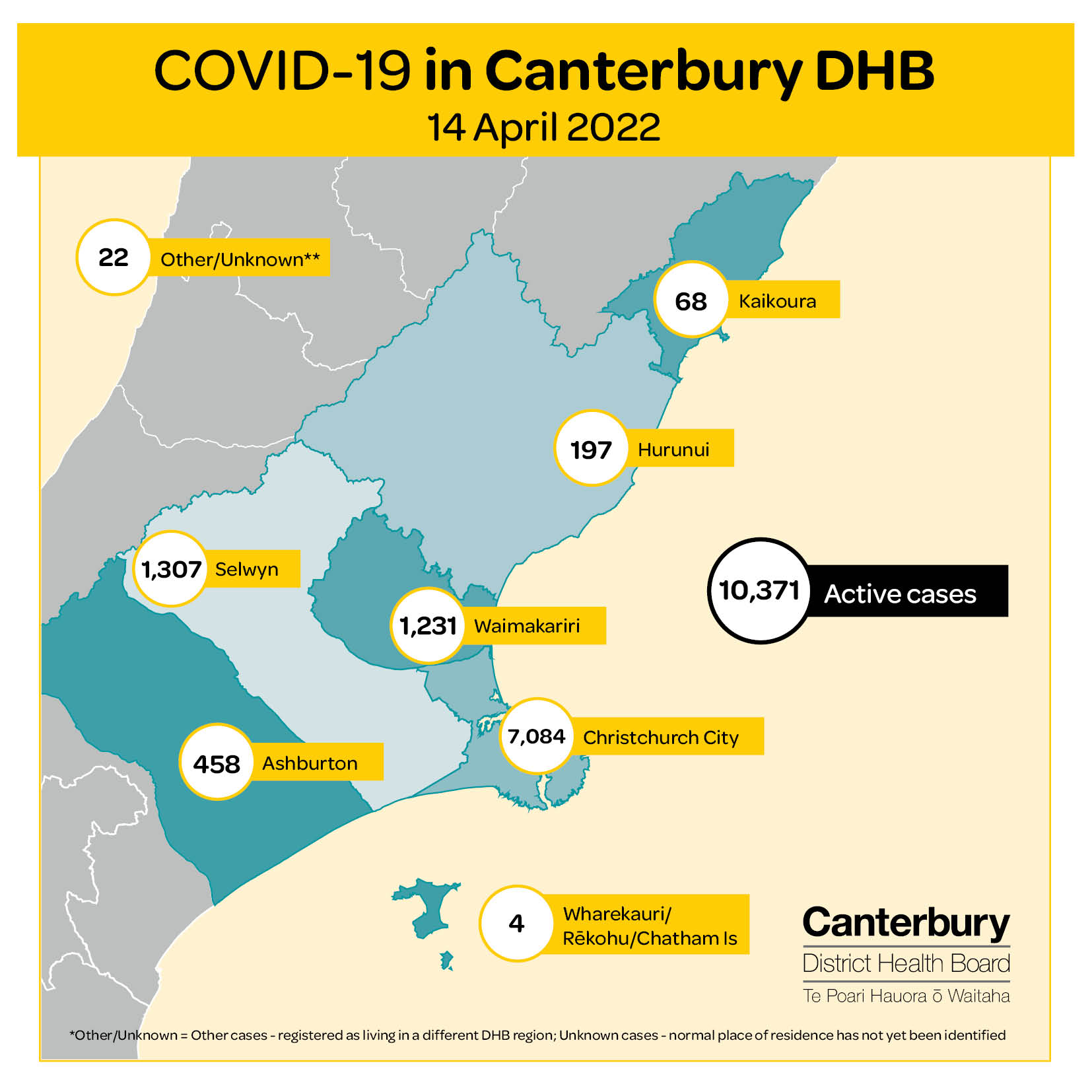 Active cases in Canterbury as of 8am on Thursday. Image: CDHB
