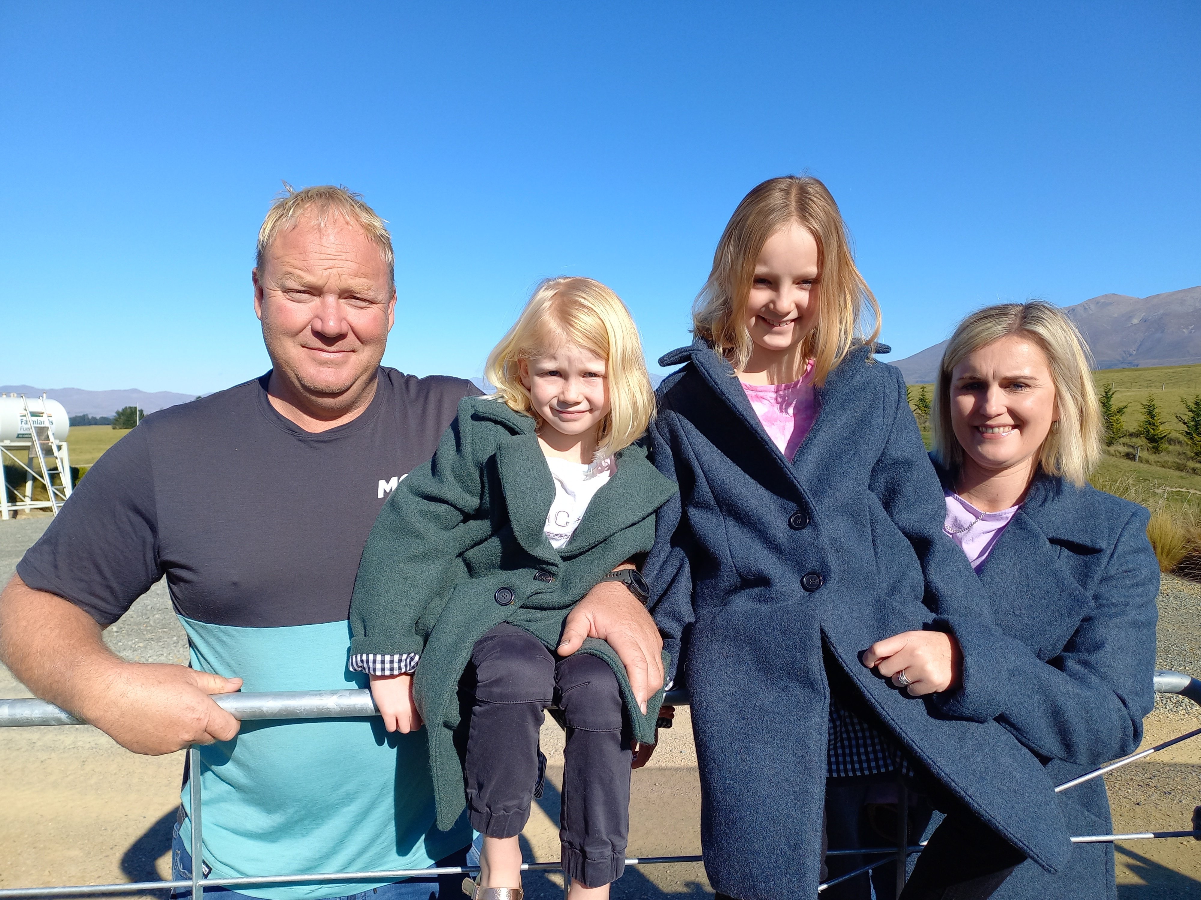 Hakataramea Valley farmers Hamish and Charlotte Bell and their daughters Zoe (6) and Lexie (8),...