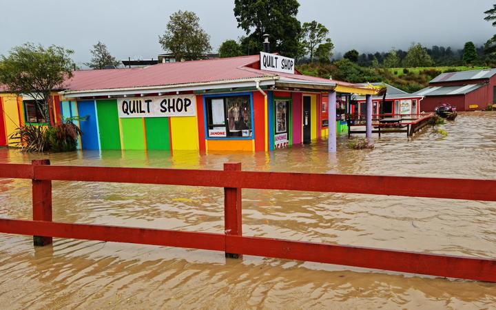 The shop flooded located near Greymouth in just half an hour. Photo: Sue Roper