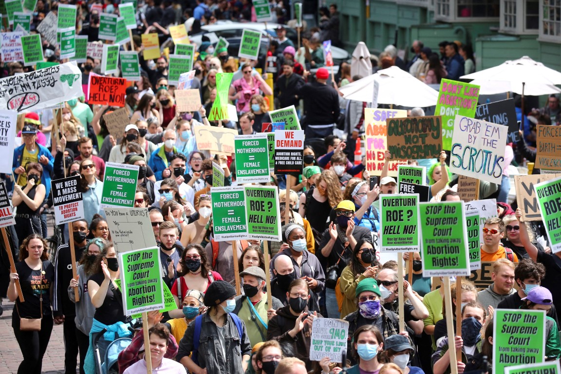 Abortion rights protesters march in Seattle, Washington. Photo: Reuters
