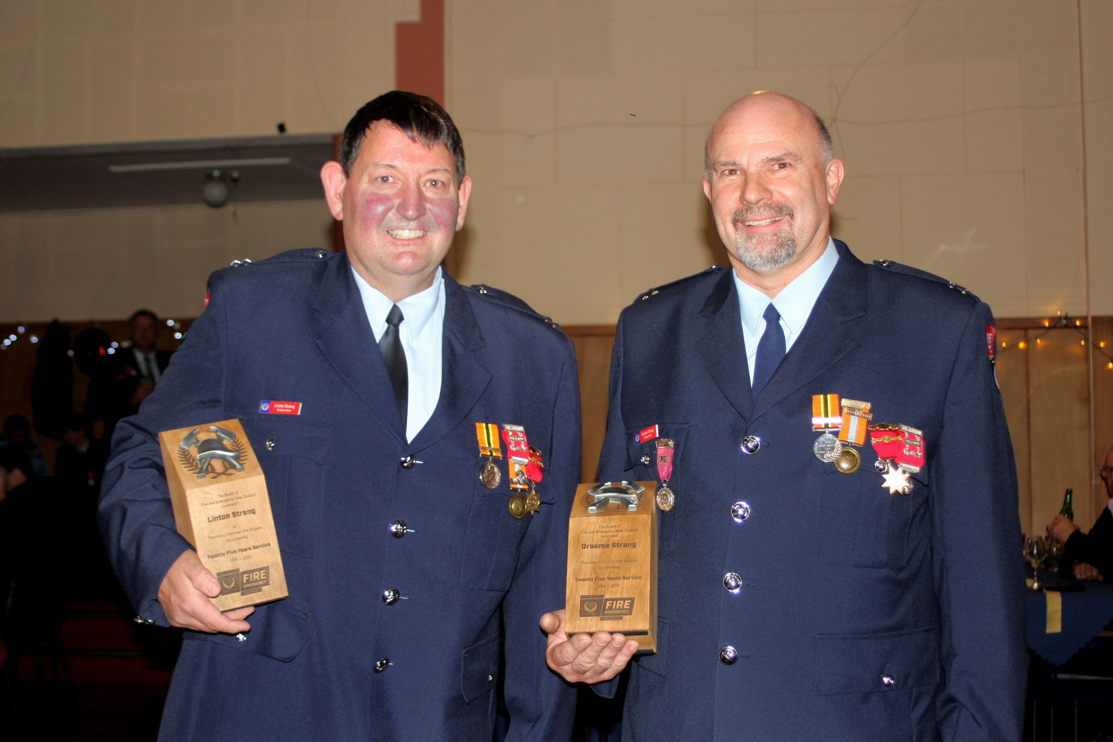 Thornbury Volunteer Fire Brigade Gold Star recipients Linton Strang and Graeme Strang celebrated...