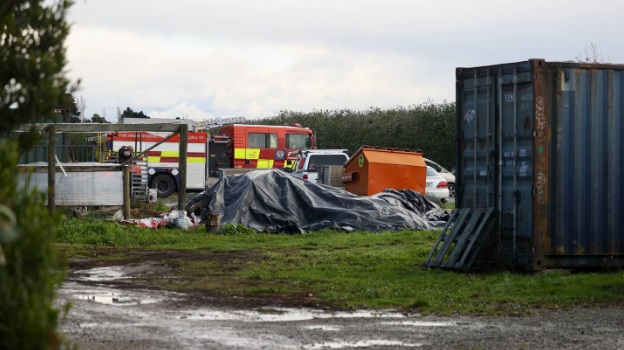 Emergency services at the scene today. Photo: George Heard