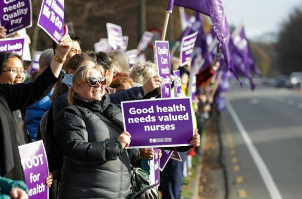 Striking nurses outside Christchurch Hospital in June. The NZNO called off strike action in...