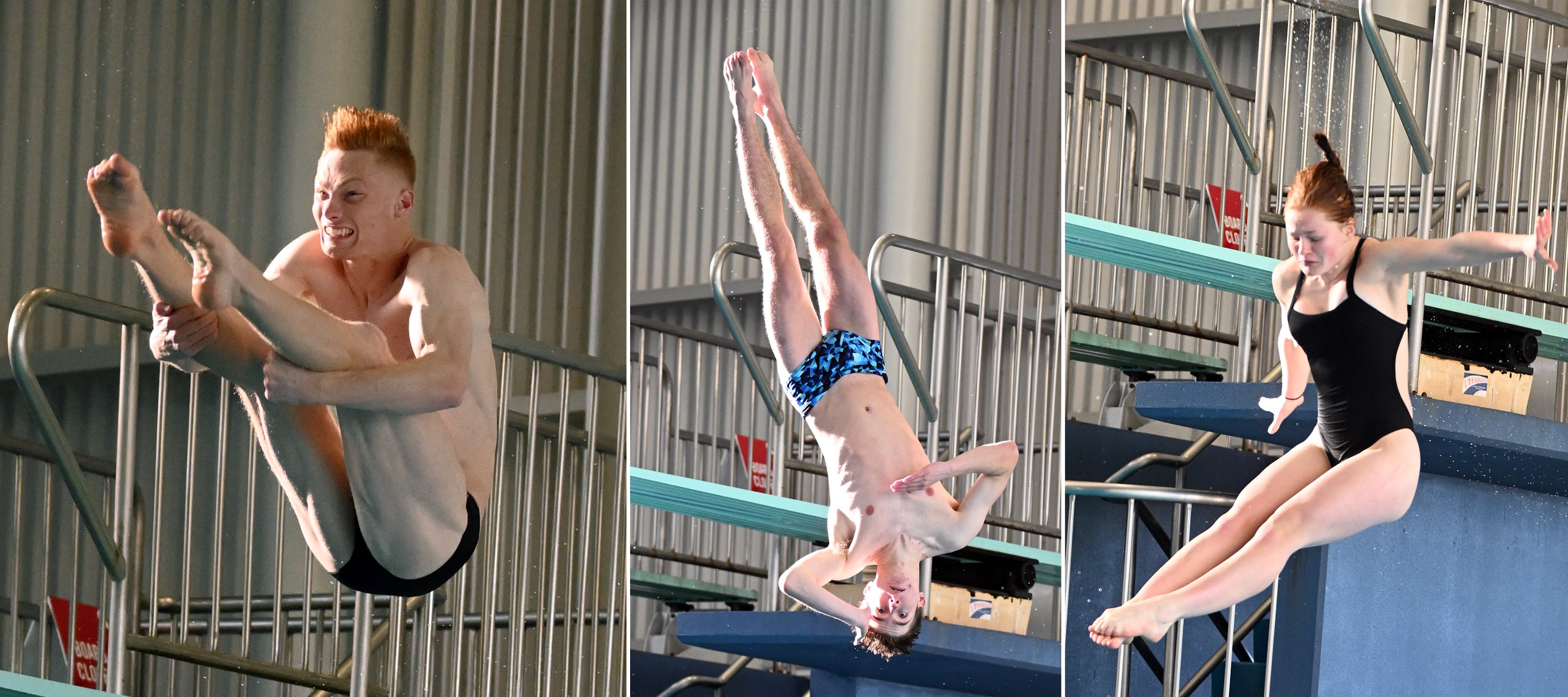 Diving in the national championships finals at Moana Pool are (from left) Liam Stone, Fraser...