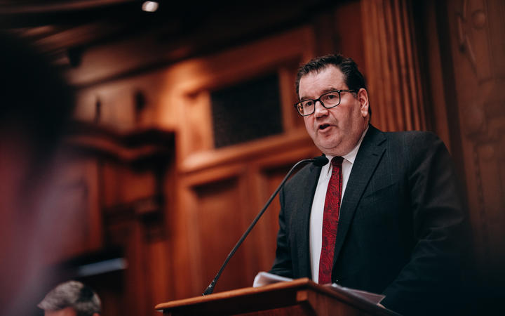 Finance Minister Grant Robertson announcing the economic package to fight Covid-19. Photo: RNZ...