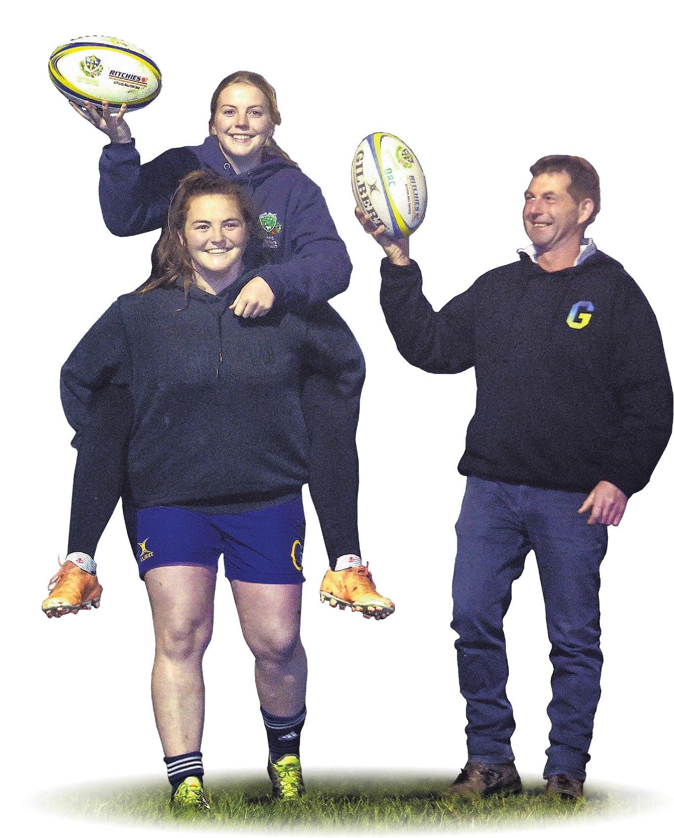 Big River Country women’s rugby family the Pringles — Isla (front), Lily, and father Tony —  will...