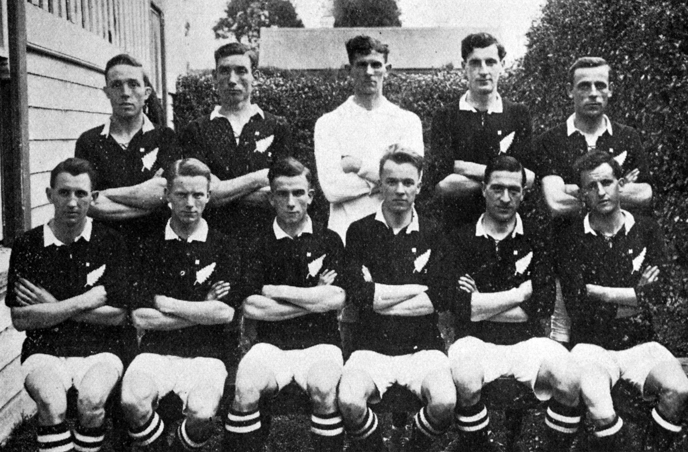 The New Zealand team that played the historic first international: back, from left, Dan Jones ...
