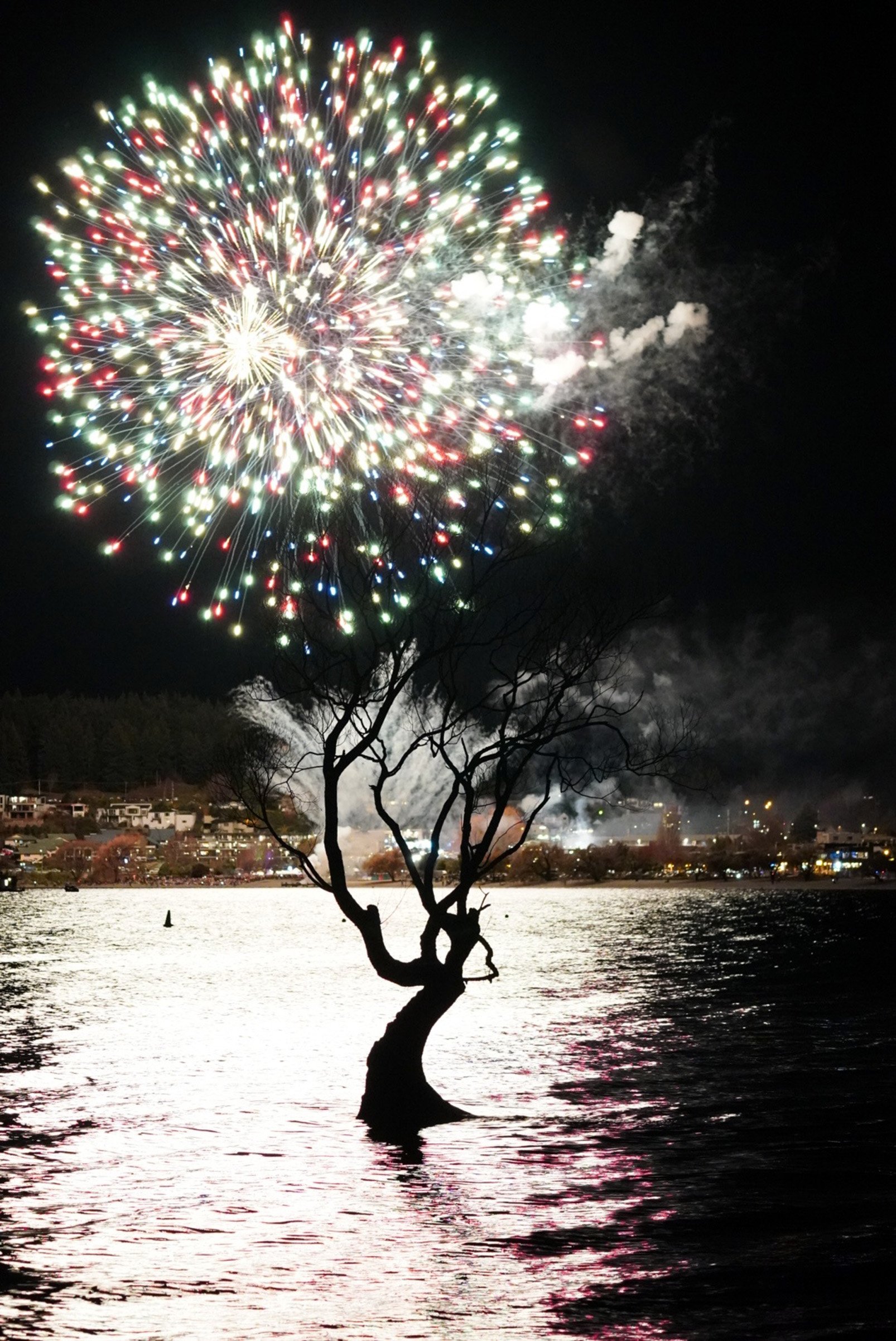 Fireworks over Wanaka on Saturday night.  PHOTO: SUPPLIED / JAMES MITCHELL