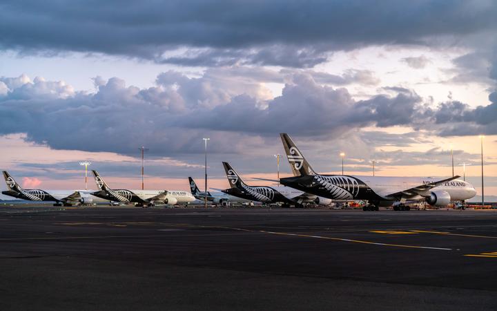 Air New Zealand planes parked up at Auckland Airport two during the Covid-19 pandemic. Photo:...