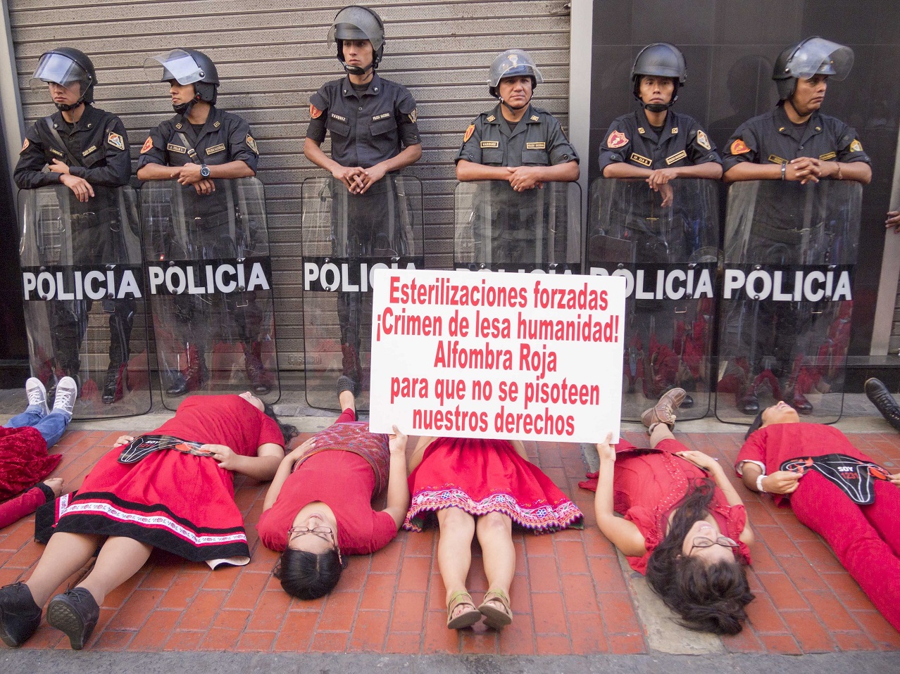 Young women from the activists group "We are 2074" marched in front of the building of the...