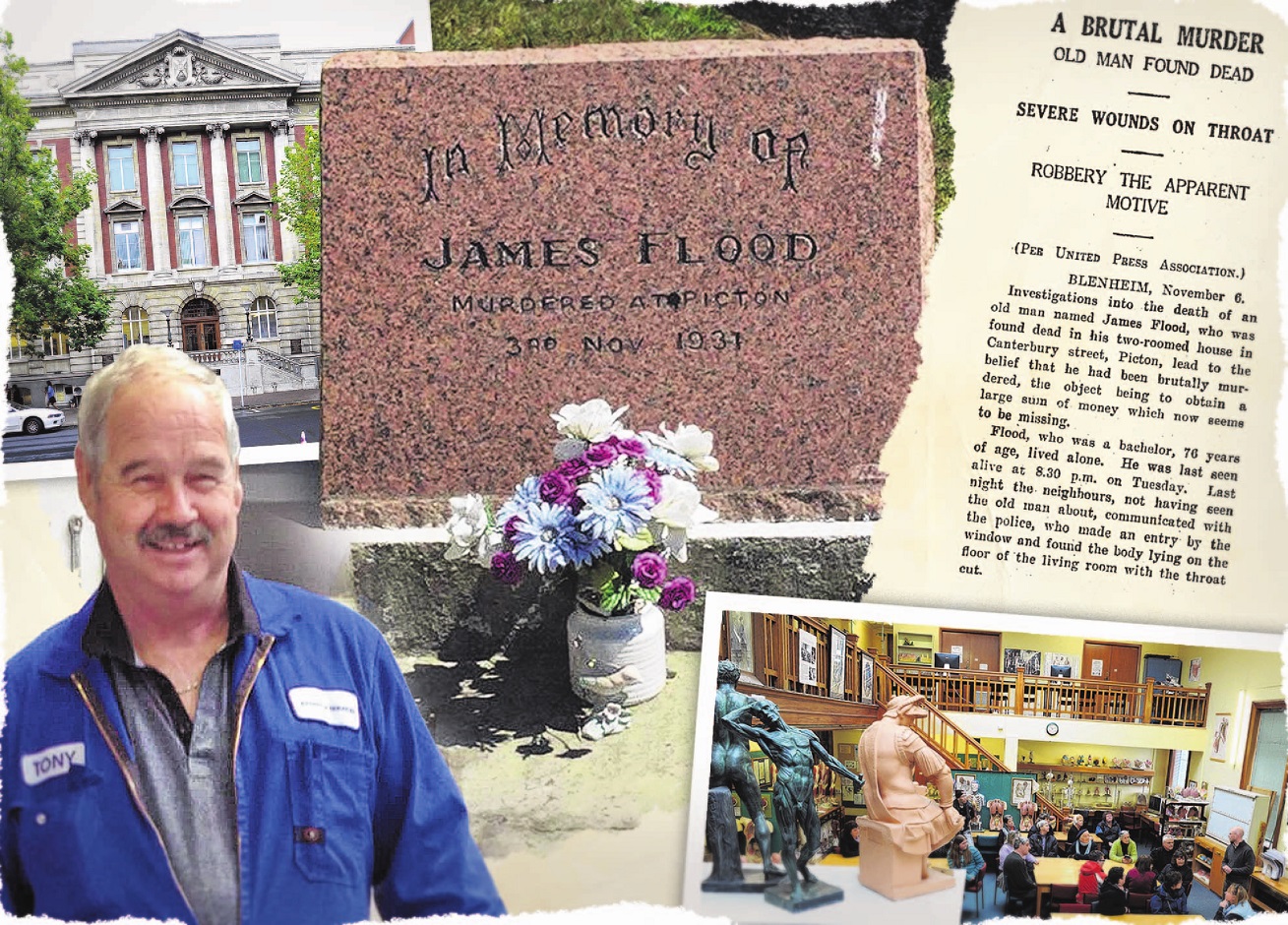 Tony Flood (lower left), of Blenheim, is is a descendant of James Flood, who was brutally...