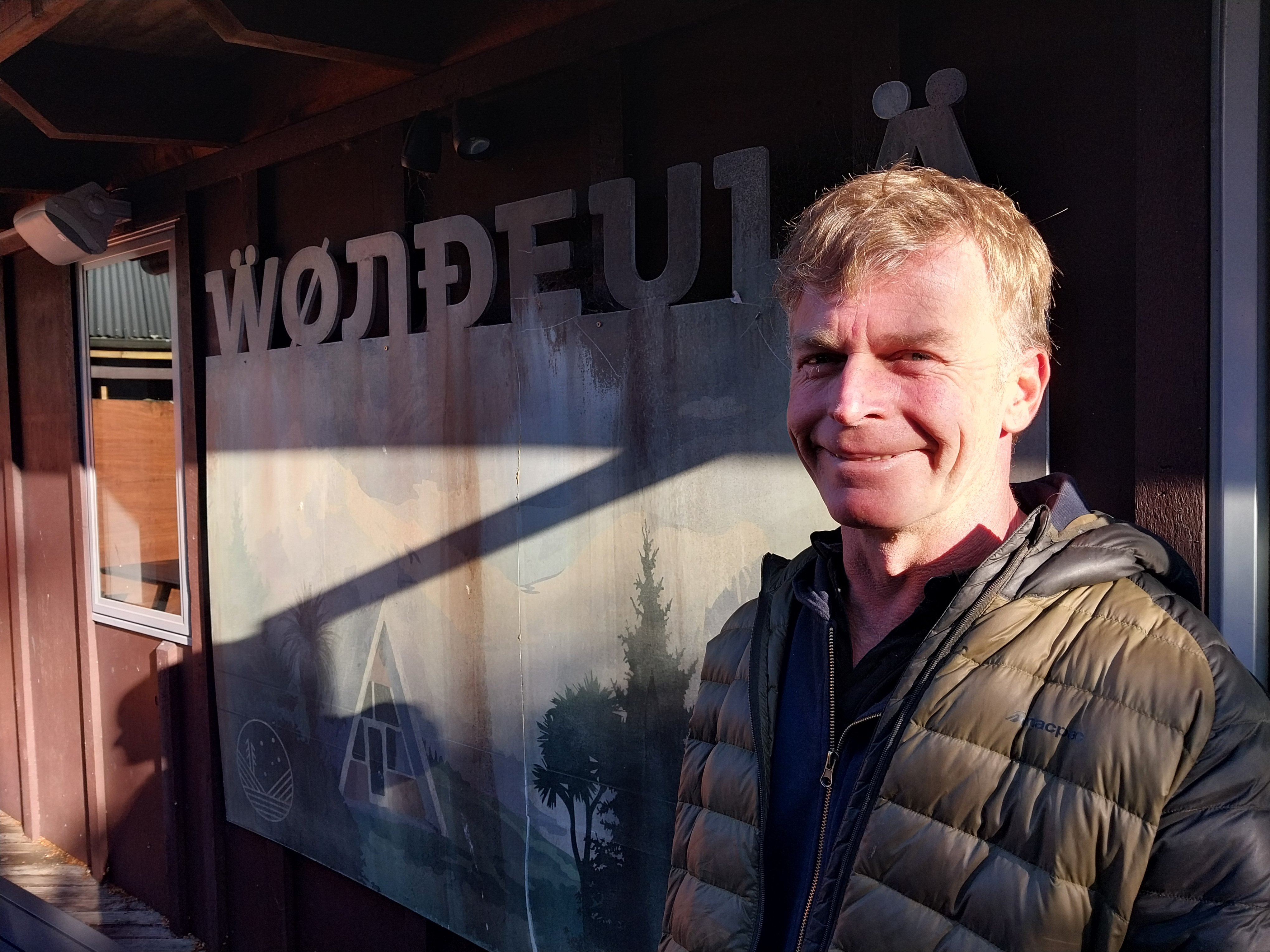 Wonderland Holiday Park manager Reon Morland stands in front of the sign featured in the recent...