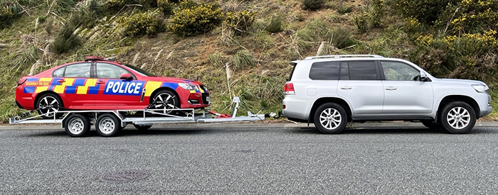 The Taranaki-bound Holden on the trailer and ready to go. Photo: NZ Police