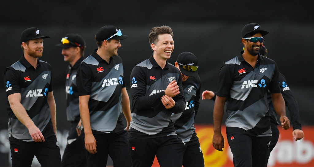 Michael Bracewell (c) celebrates with teammates after the Black Caps' victory over Ireland. Photo: Getty Michael Bracewell (c) celebrates with teammates after the Black Caps' victory over Ireland. Photo: Getty