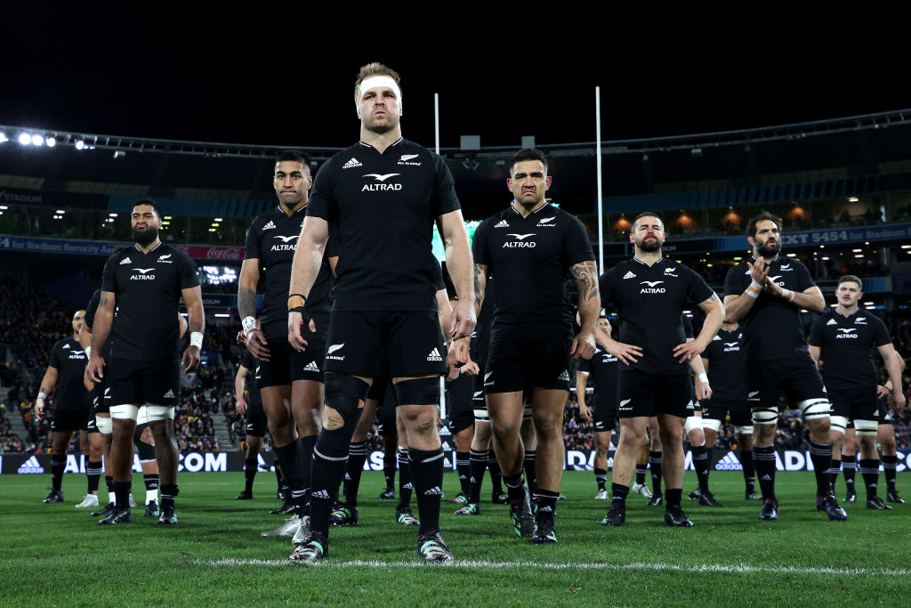 All Blacks captain Sam Cane leads the haka  before the third test against Ireland at the weekend....