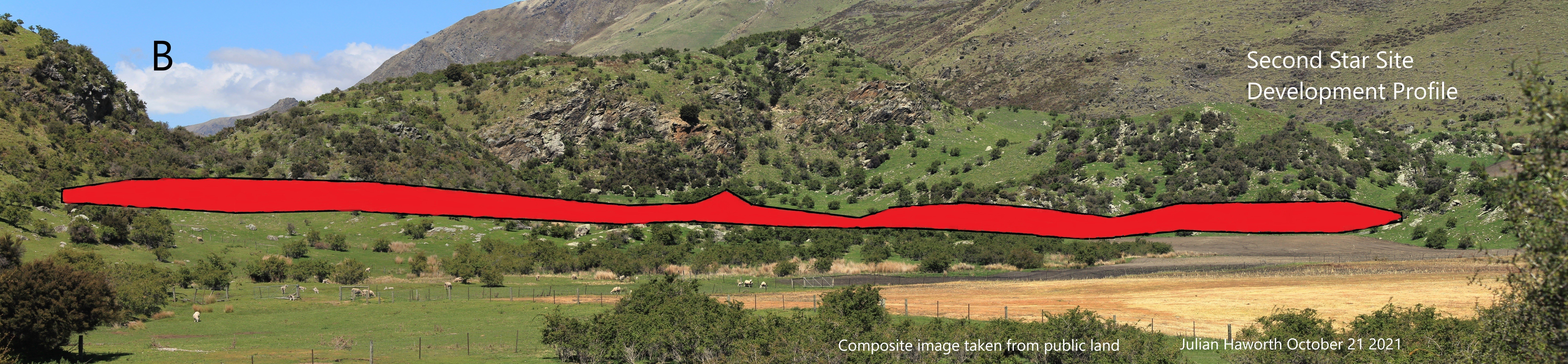 The area in red marks the facade of Peter Thiel's proposed house at Damper Bay. IMAGE SUPPLIED...