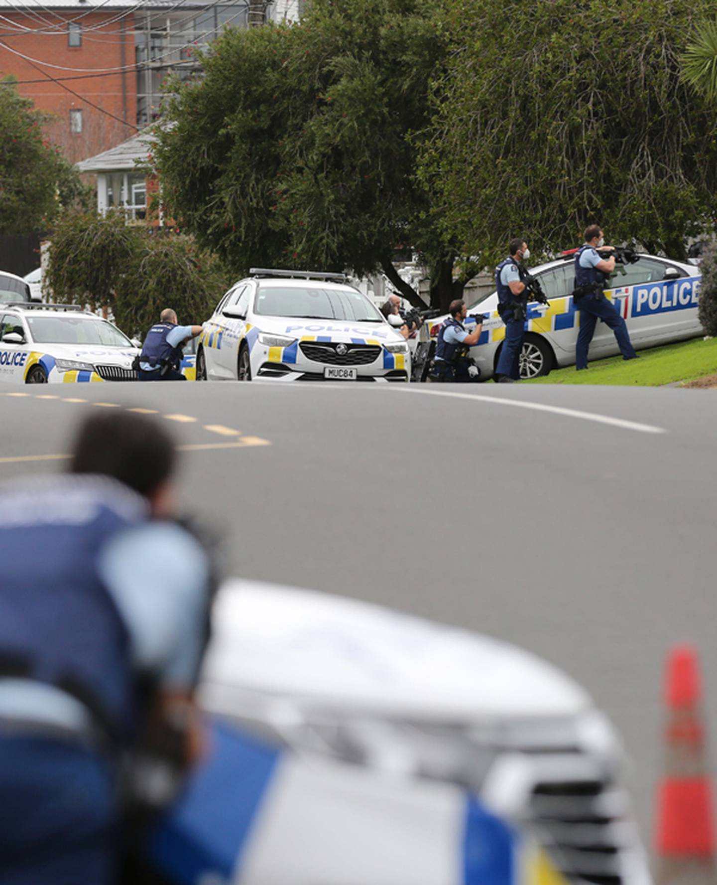 Armed police on Belmont's Bardia Street. Photo: Sylvie Whinray