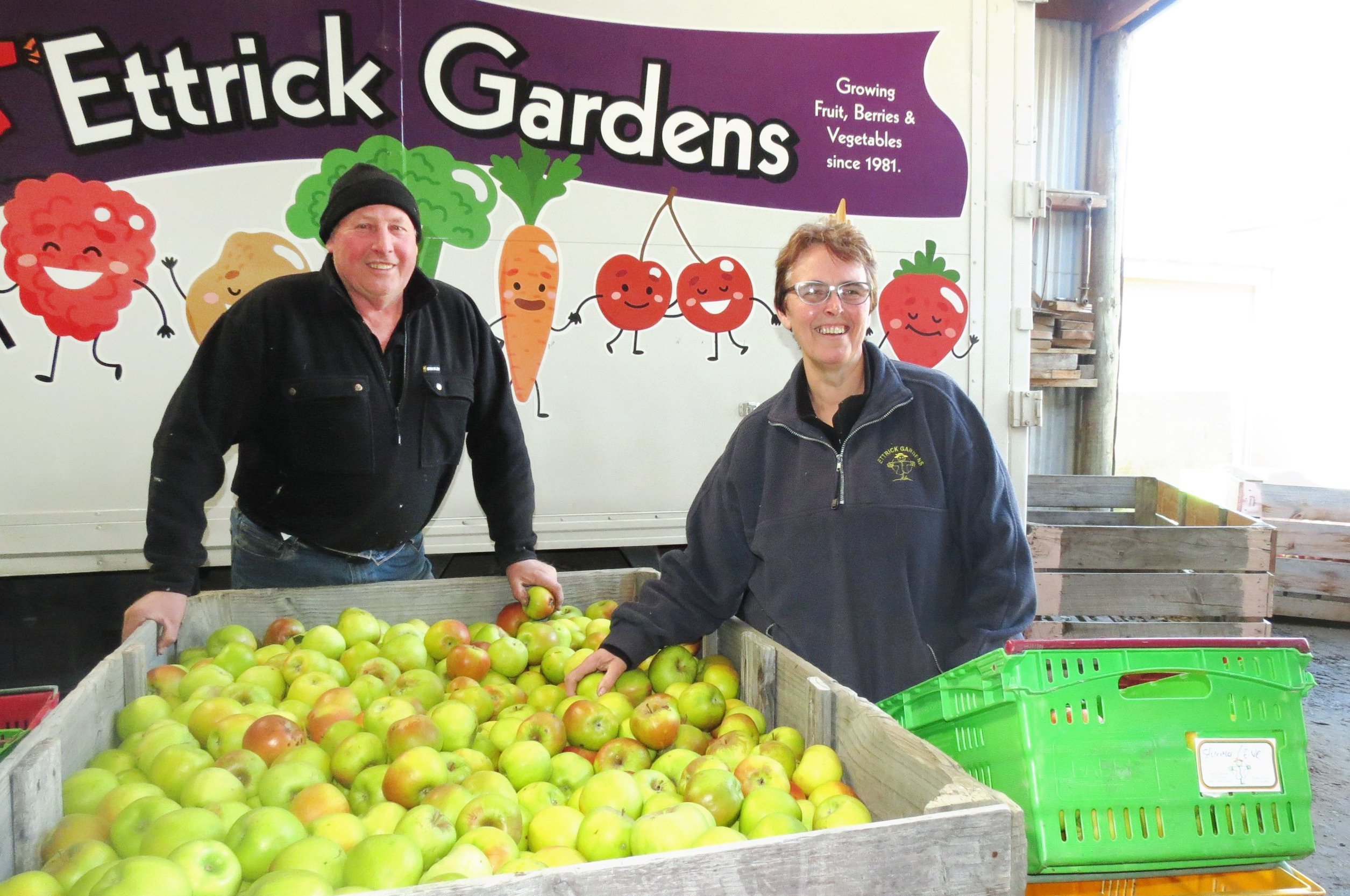 John and Heather Preedy, who are selling Ettrick Gardens, grow an alphabet of produce, from...