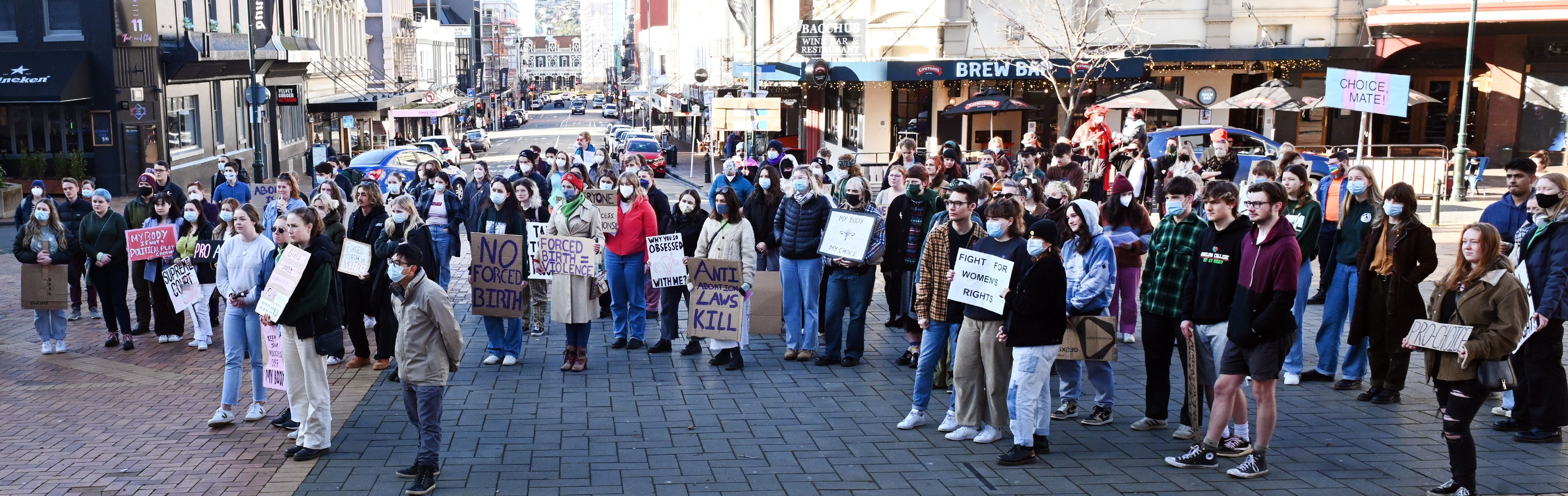 More than 100 people rally in the Octagon, in Dunedin, on Saturday to support Americans who have...
