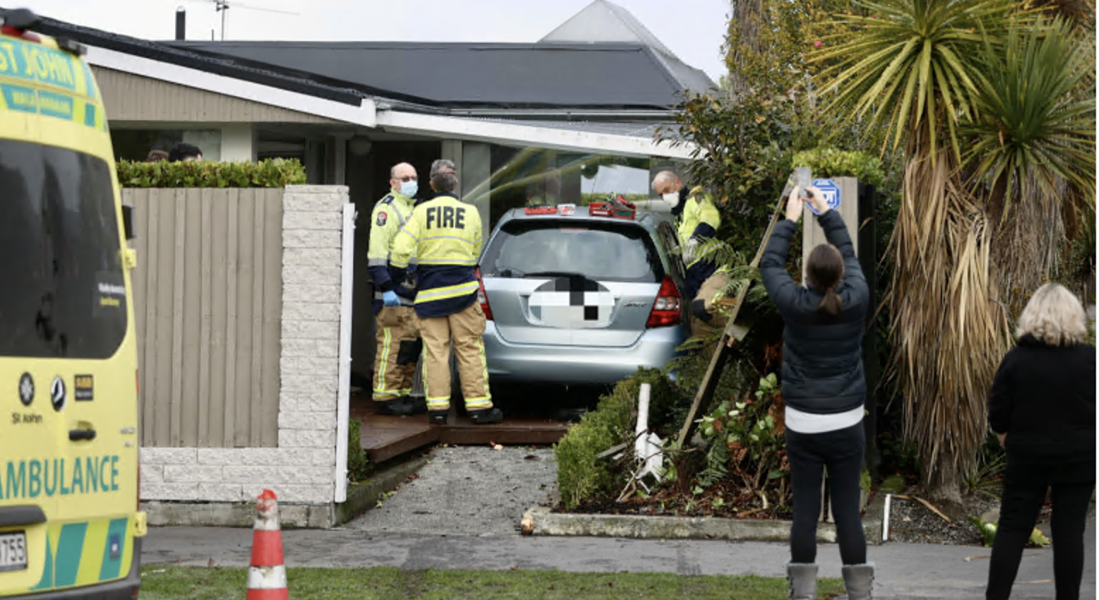 Emergency services at the scene this morning. Photo: NZ Herald 