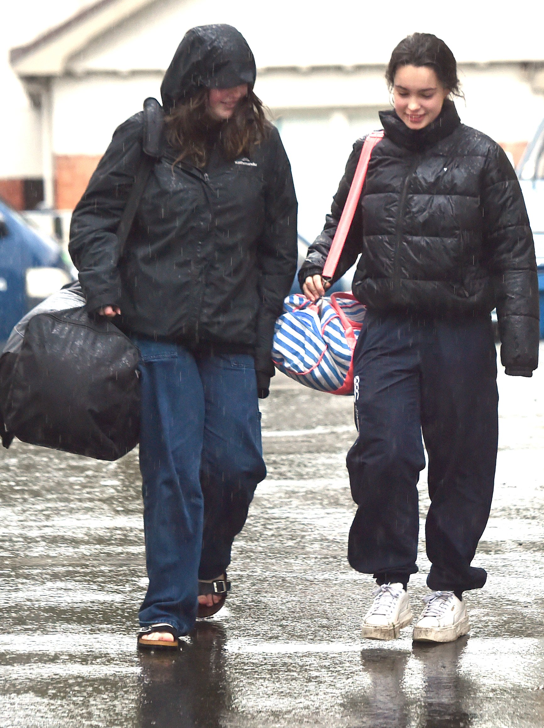 University of Otago Students Kate Veale (left, 20) and Jemma Fahey (19) arrive at their Leith...