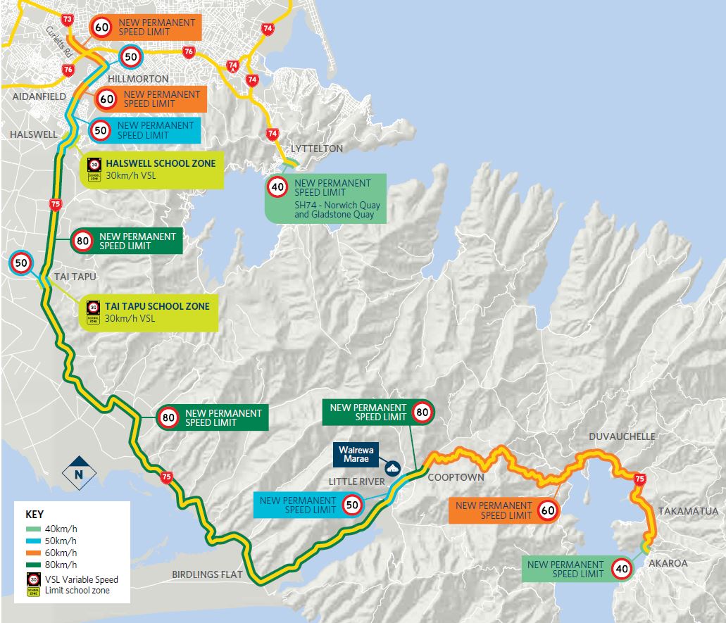 The new permanent speed limits. Image: Waka Kotahi NZ Transport Agency