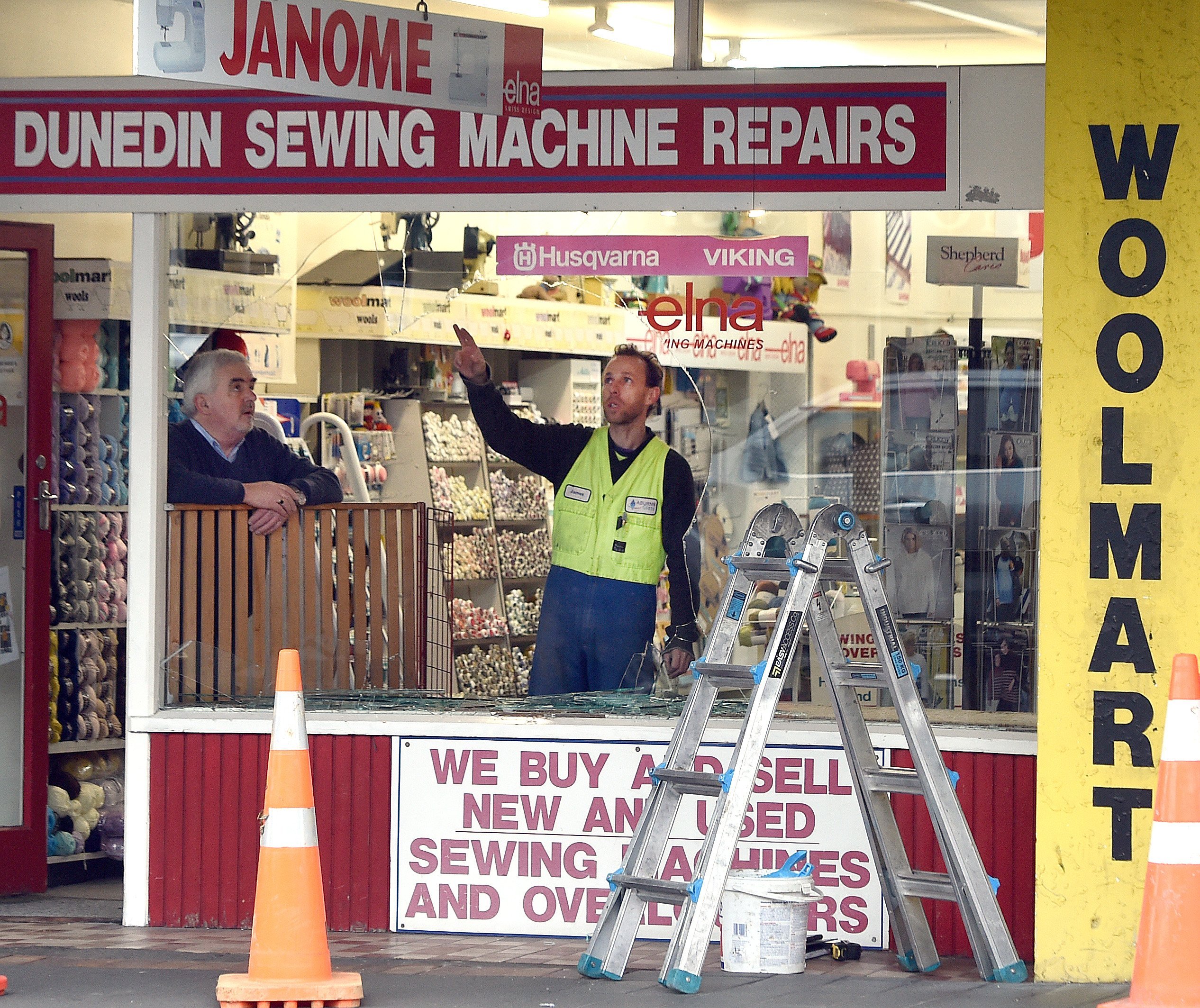 Man tasered as more Sth Dunedin windows smashed - Otago Daily Times 8 Dunedin Sewing Machine Repairs owner Mike McNulty watches as a glazier assesses his South...