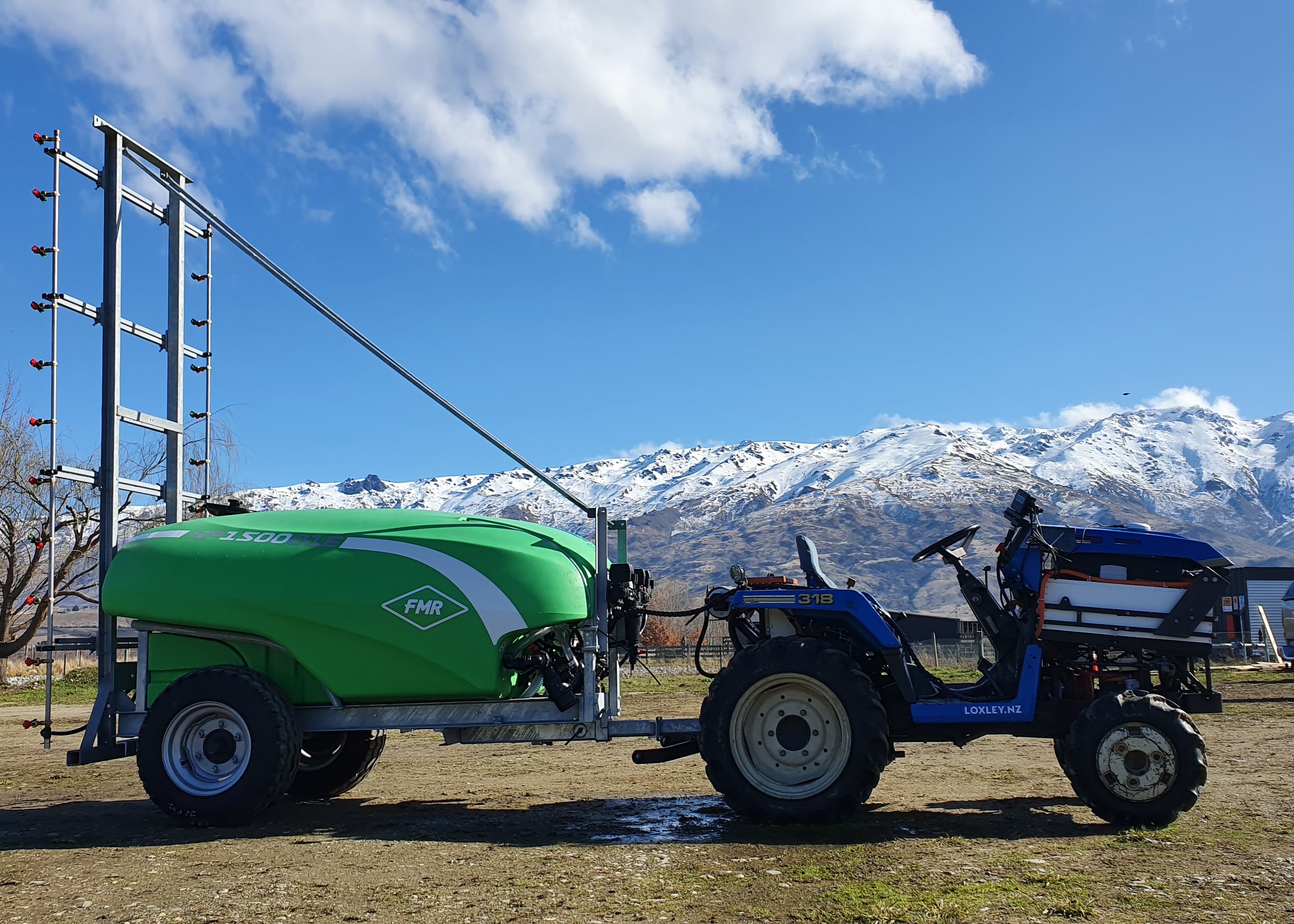 Loxley Innovation’s Blue.E2 electric tractor can both pull and power Forest Lodge Orchard’s fully...