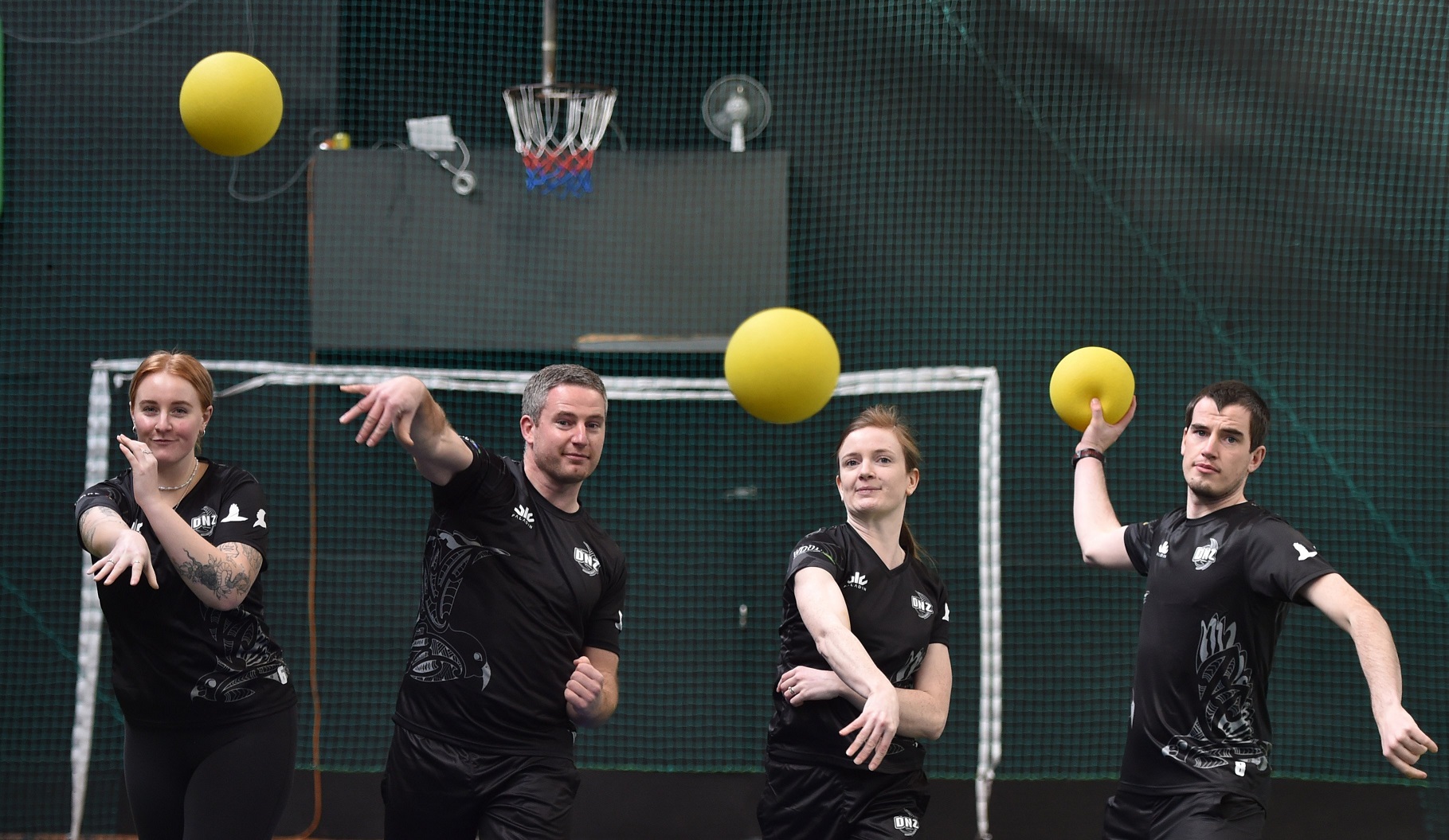 Dunedin dodgeball players (from left) Maddy Dixon, Sam Anderson, Brenna Gould and Isaac Anderson...