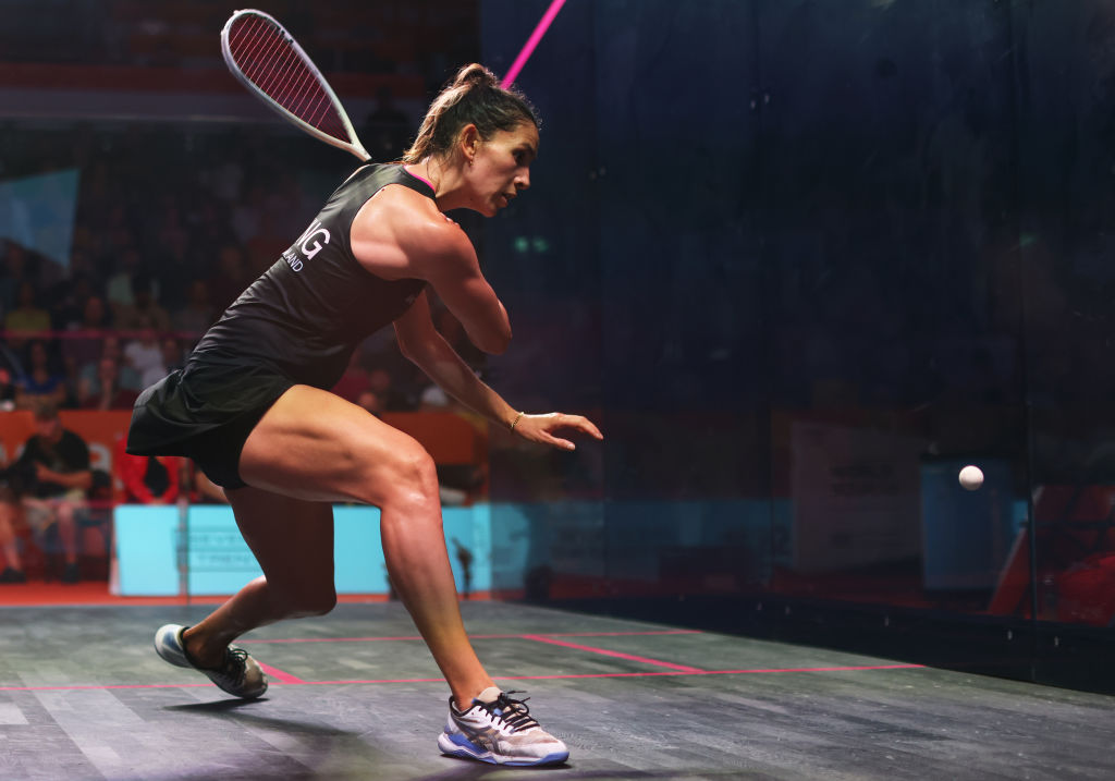Joelle King in action against Hollie Naughton. Photo: Getty Images Joelle King in action against Hollie Naughton. Photo: Getty Images