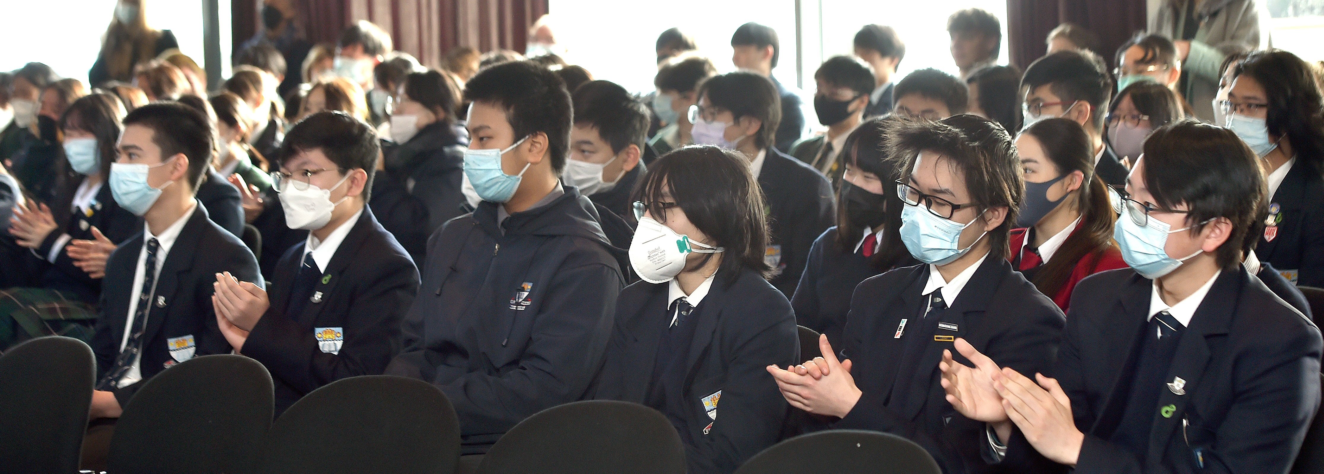 International pupils from secondary schools throughout Dunedin gather for a welcome back ceremony...