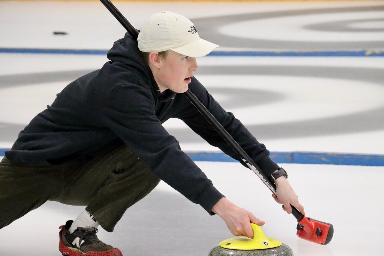 John McGlashan College curler Oliver Bamford in action. PHOTO: TONY GOMEZ