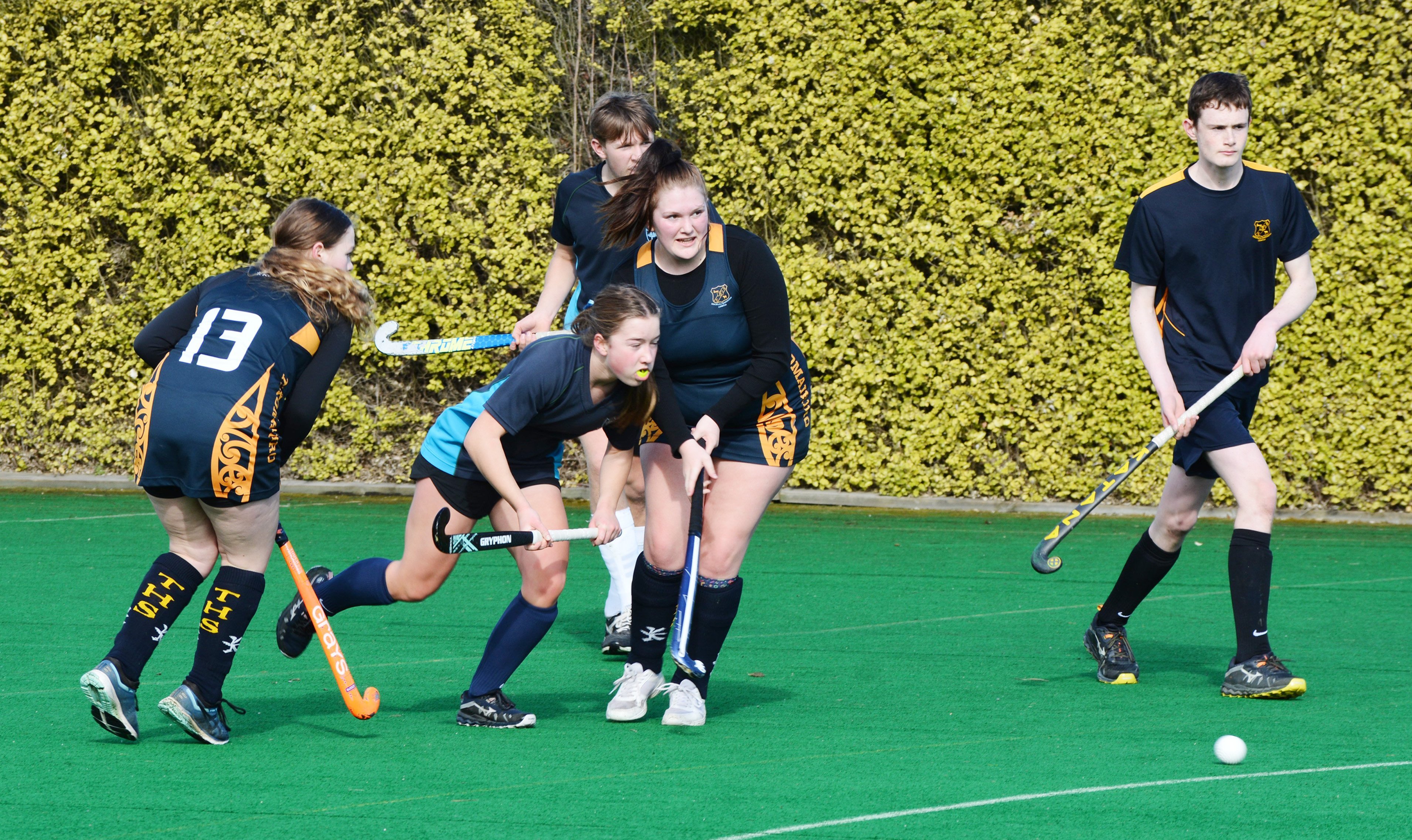 Action from the mixed hockey game at the Toko-Blue Mountain sports exchange. PHOTO: LEANNE BURGESS