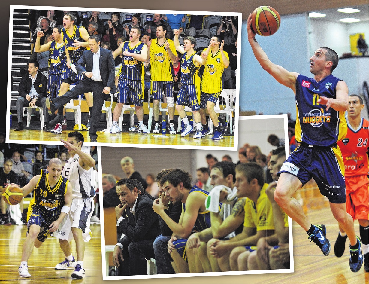 (Clockwise from right) Otago great Mark Dickel rises to the hoop; coach Alf Arlidge and the...