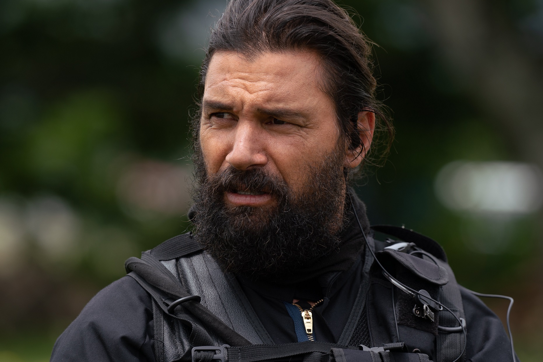 Manu Bennett as Sgt Kimiora of the STG, in Muru. 