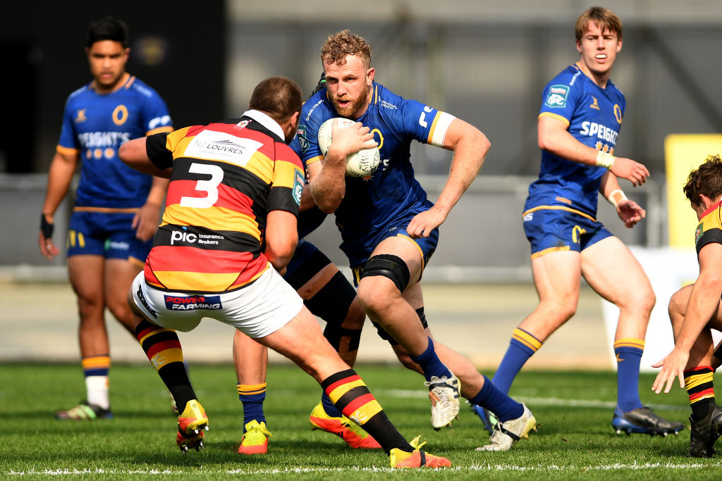 Josh Dickson runs the ball up for Otago against Waikato. Photo: Getty Images