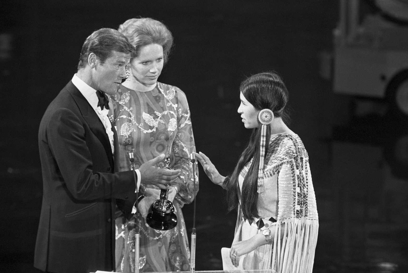 At the 1973 Academy Awards, Sacheen Littlefeather refuses the Academy Award for Best Actor on...
