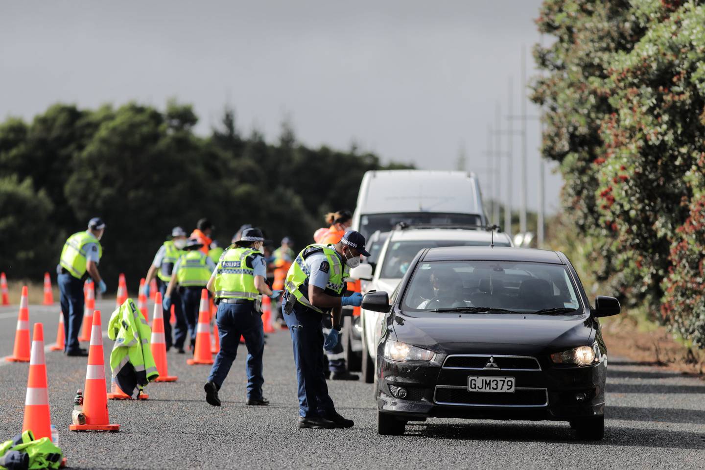 A Covid-19 checkpoint at Uretiti, south of Whangārei, late last year. Photo: Michael Craig