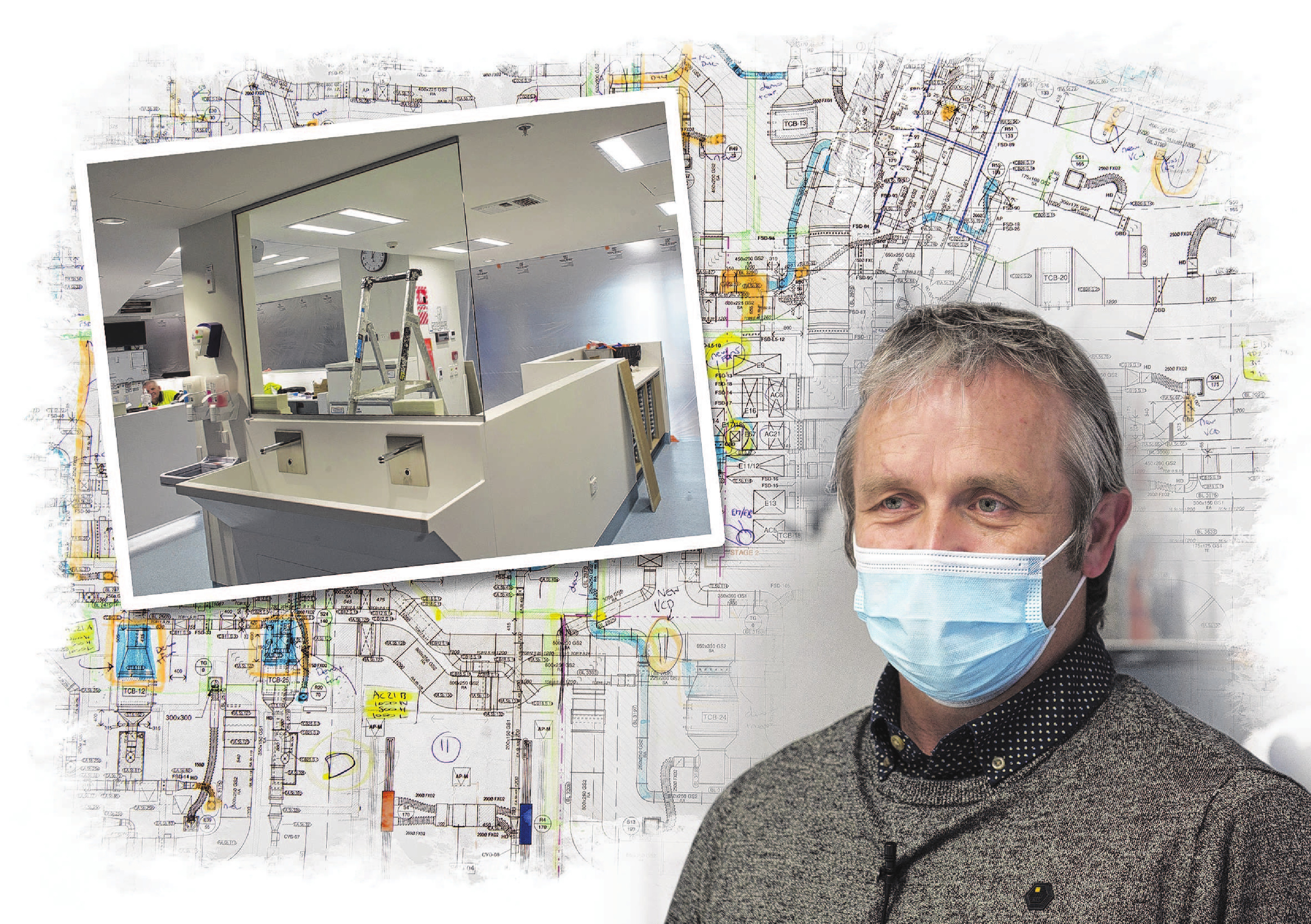 The incomplete nurses station in stage 2 of the Dunedin Hospital intensive care unit upgrade, a...