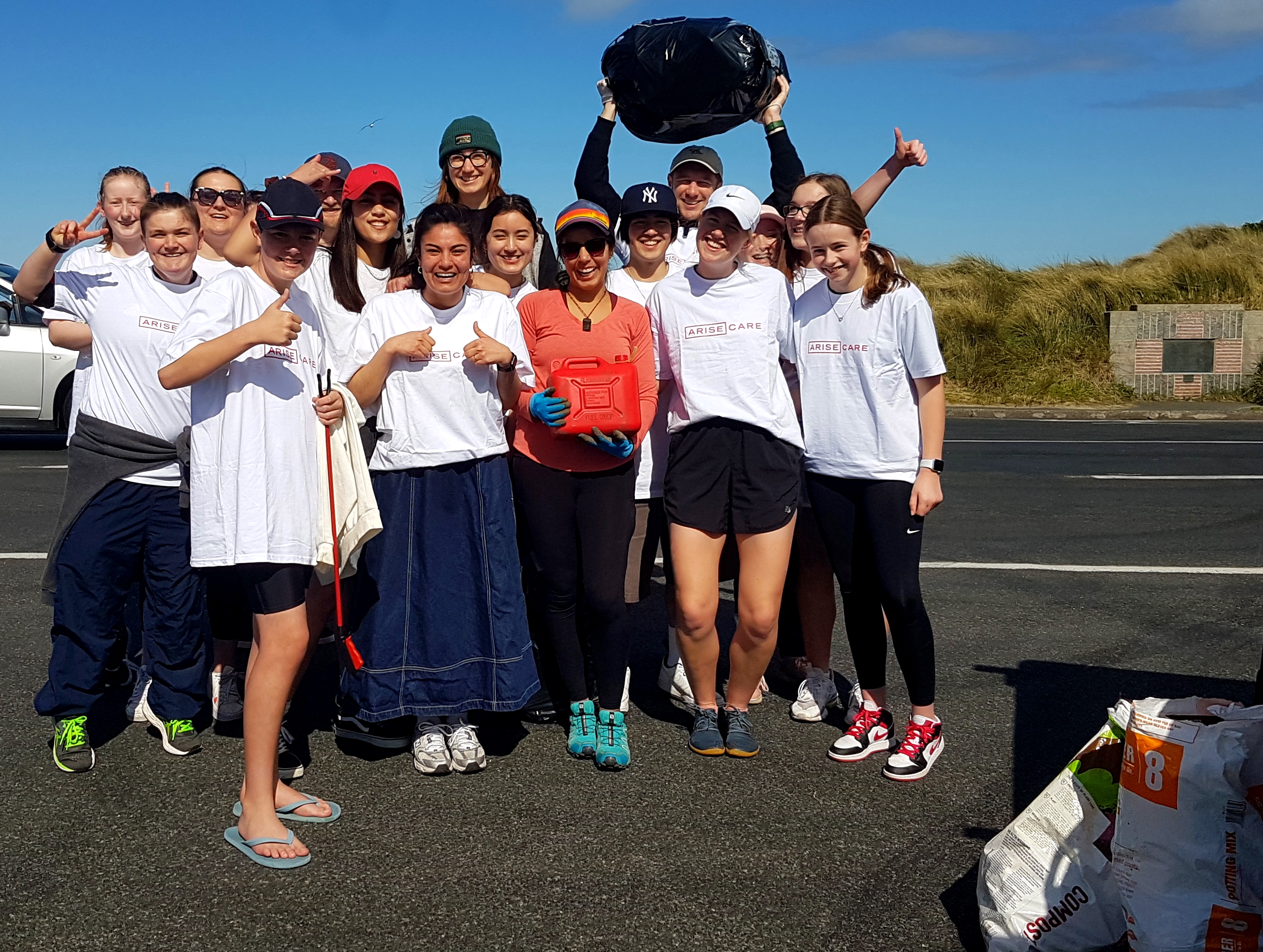 Waste warriors ... Members of Dunedin Arise Care (from left) Brooklyn Patterson, Ella ...
