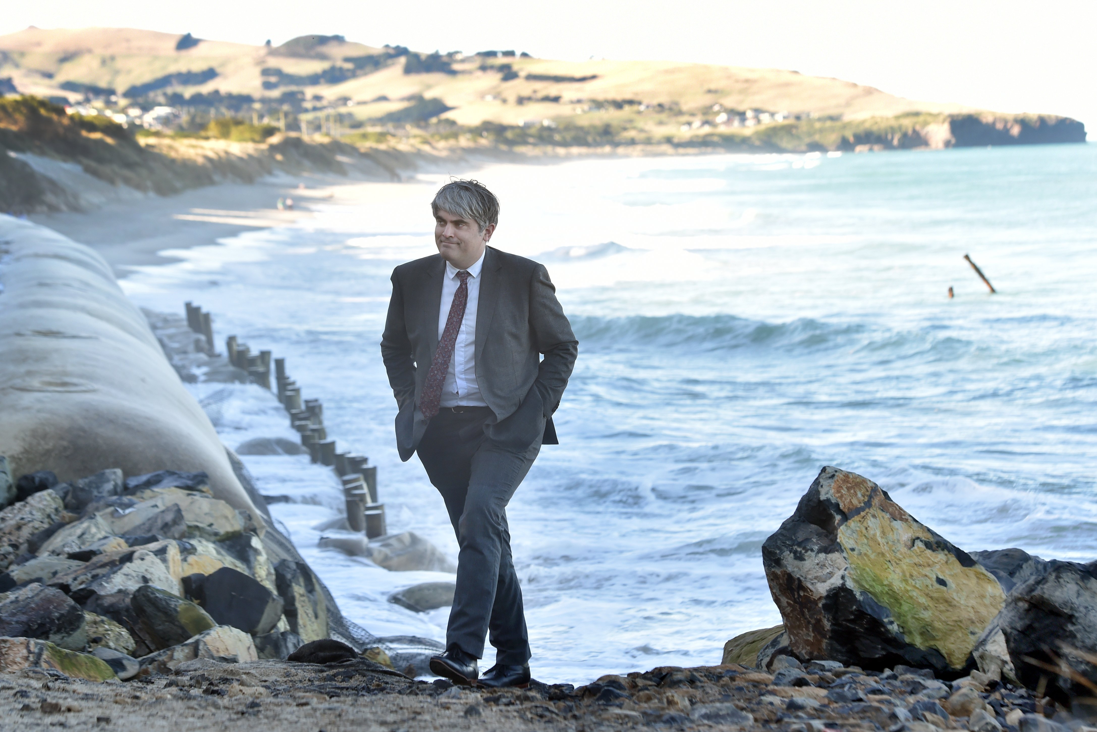 Dunedin Mayor Aaron Hawkins at St Clair Beach on Tuesday. PHOTO:PETER MCINTOSH