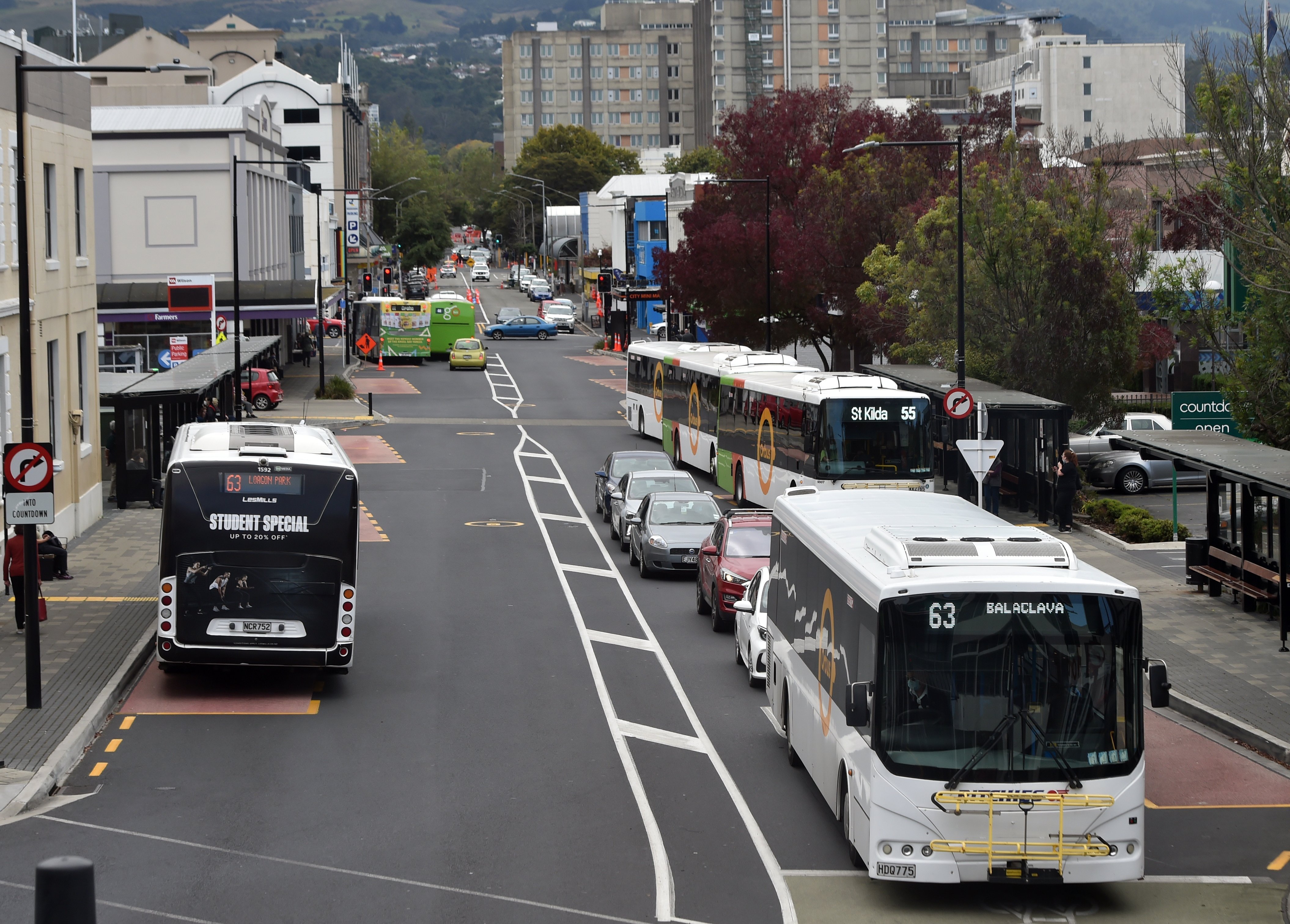 The bus hub in Great King St will display the Otago Regional Council’s reduced bus schedule, set...