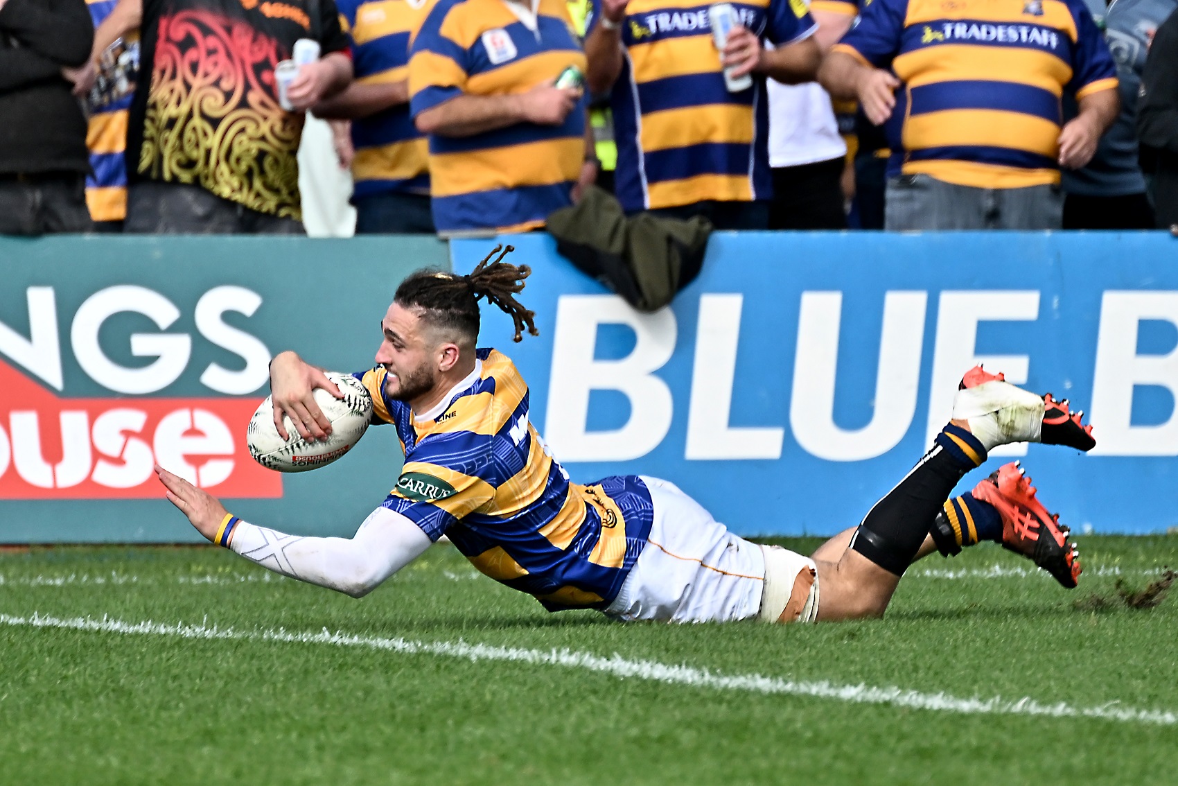 Loose forward Nikora Broughton, pictured scoring a try for Bay of Plenty in the NPC game against...